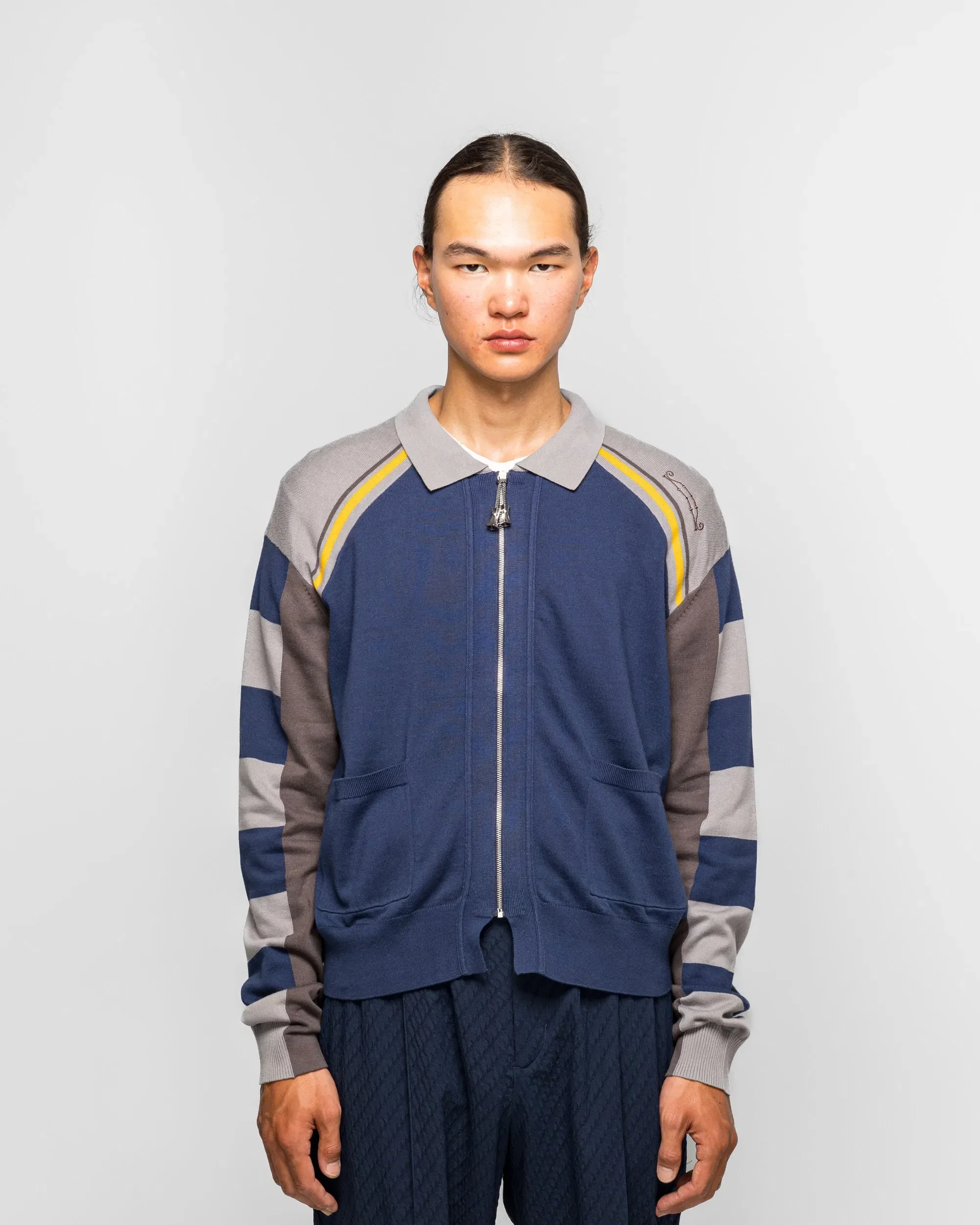 Kiko Kostadinov Kest Cardigan - Navy/Anchor Combed Cotton