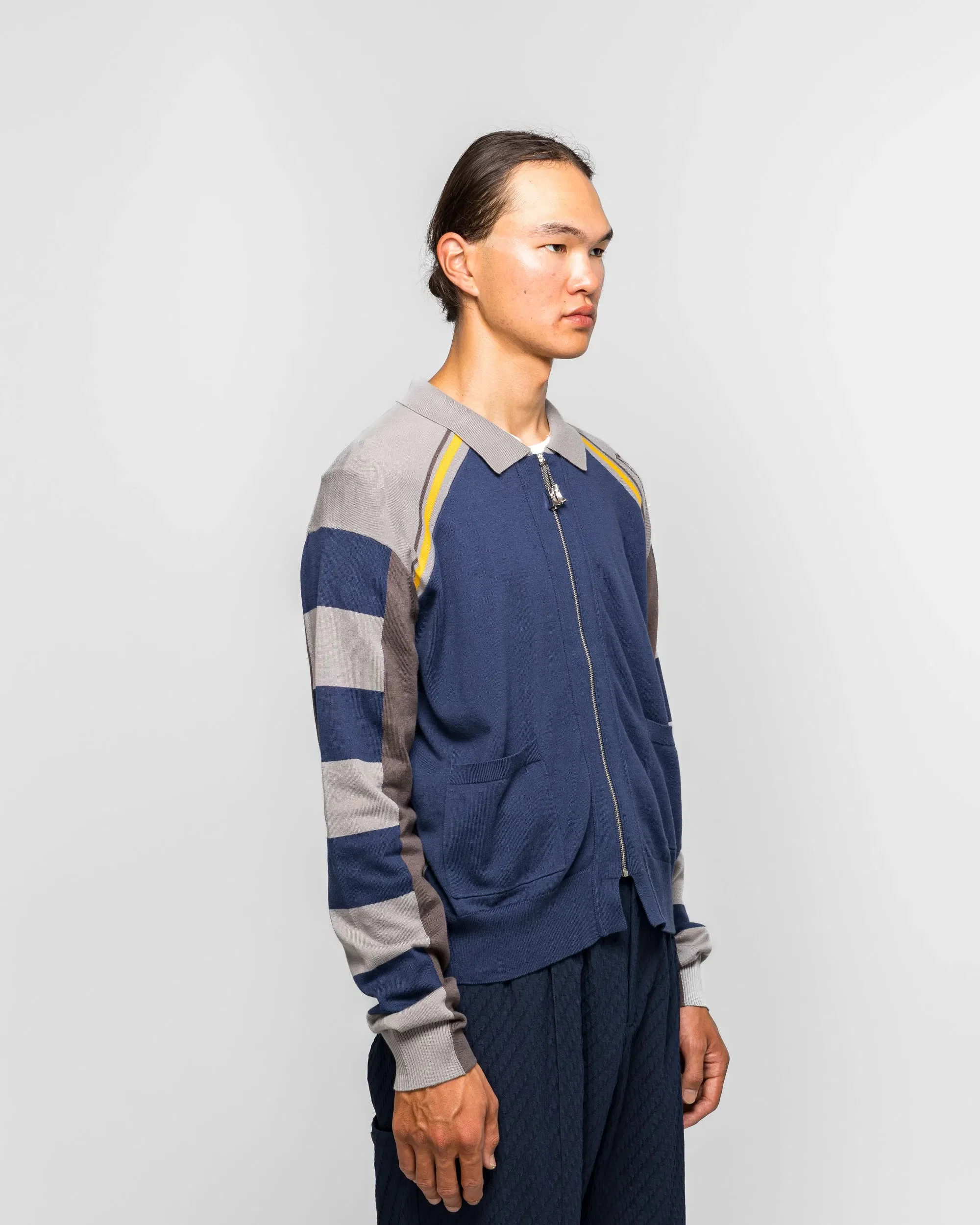 Kiko Kostadinov Kest Cardigan - Navy/Anchor Combed Cotton