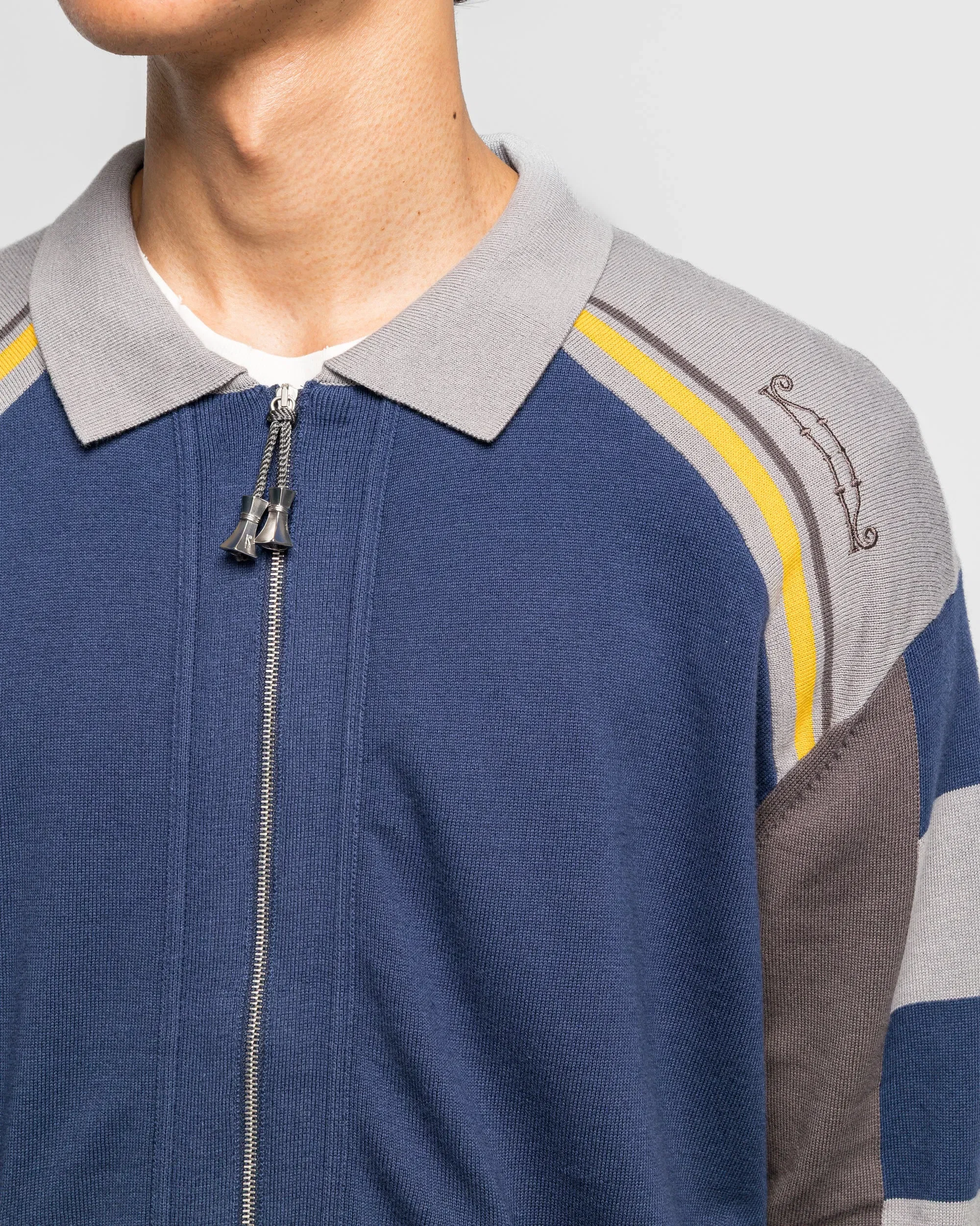 Kiko Kostadinov Kest Cardigan - Navy/Anchor Combed Cotton