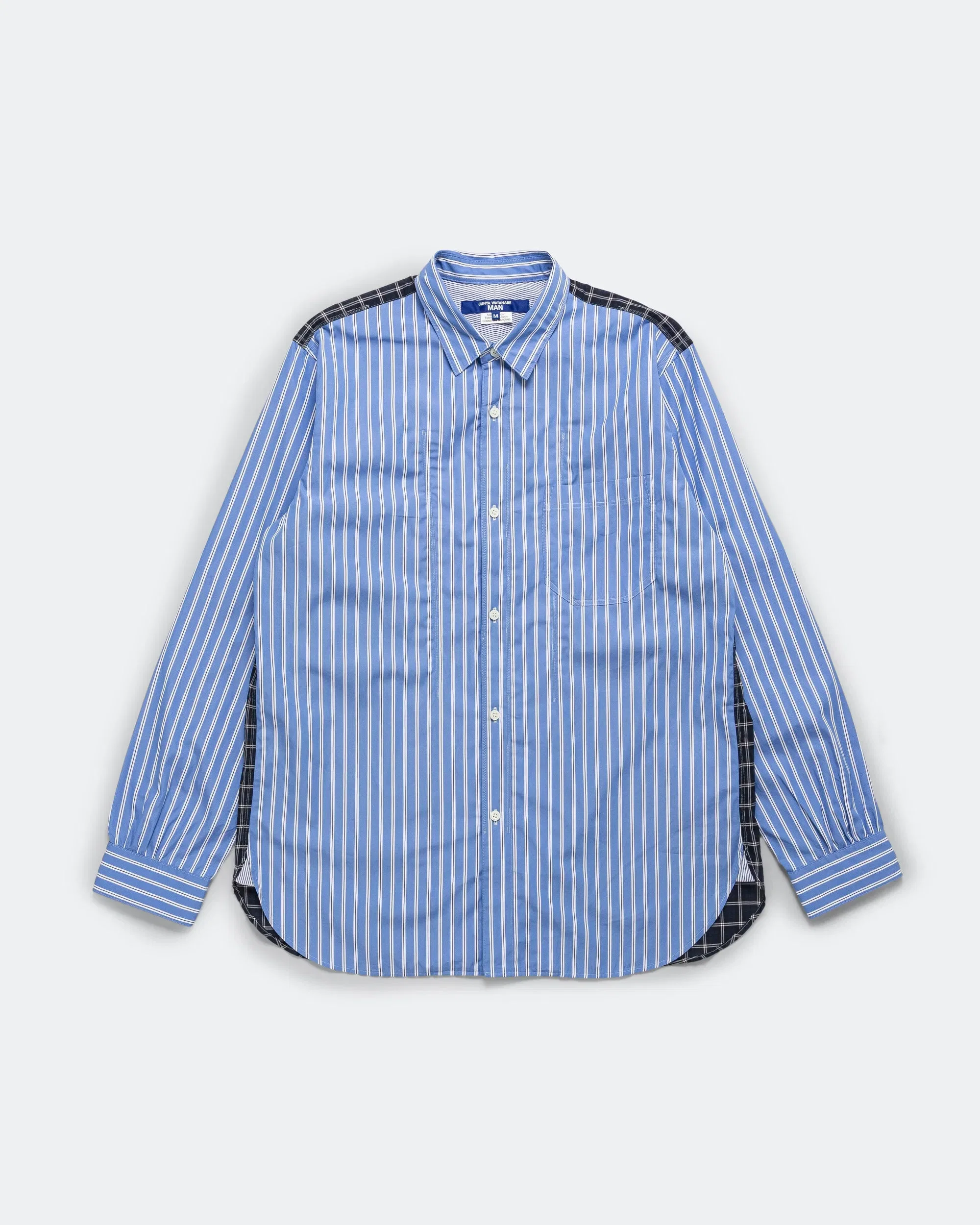 Junya Watanabe MAN Cotton Stripe x Flat Stripe Shirt - Blue/Navy