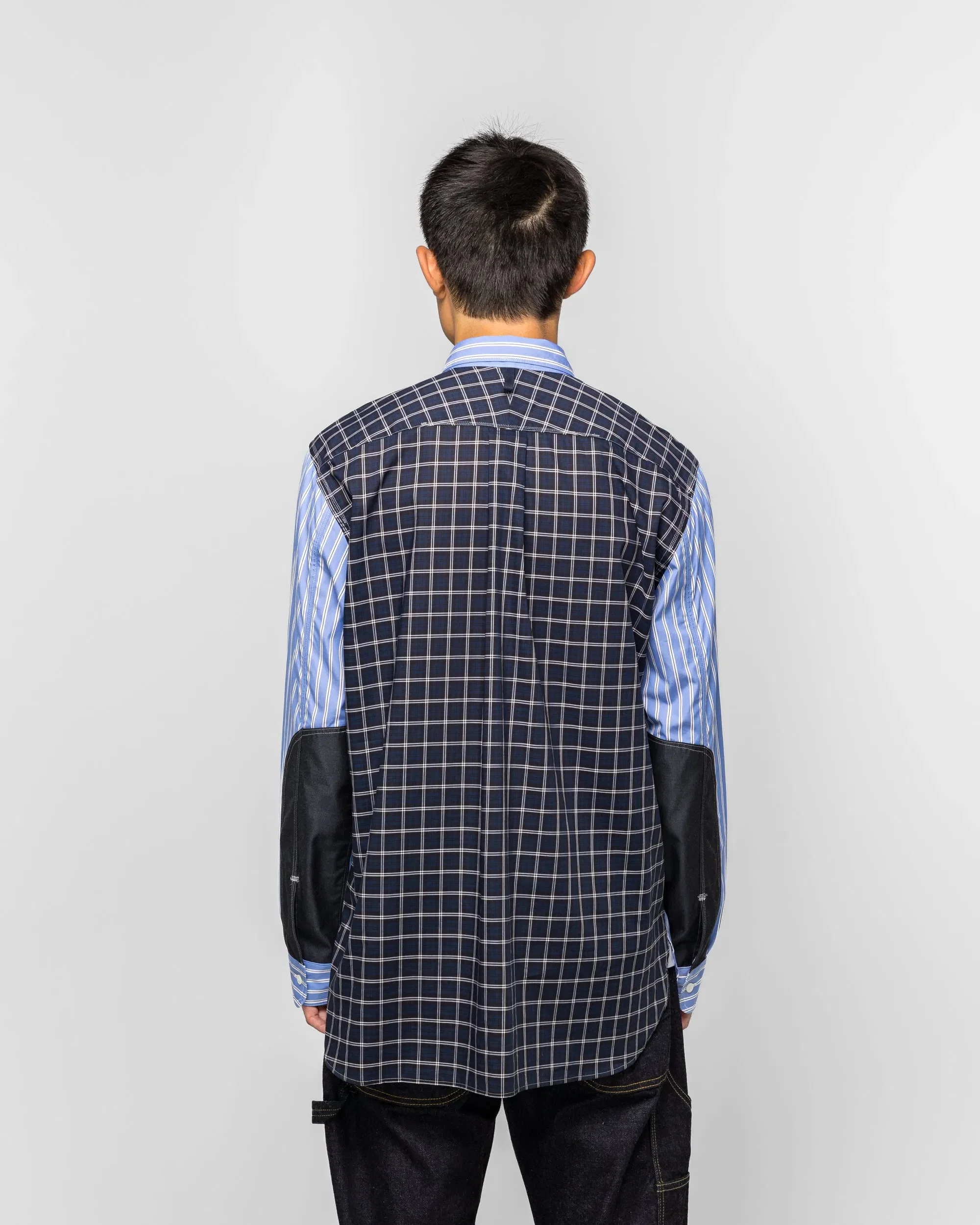 Junya Watanabe MAN Cotton Stripe x Flat Stripe Shirt - Blue/Navy