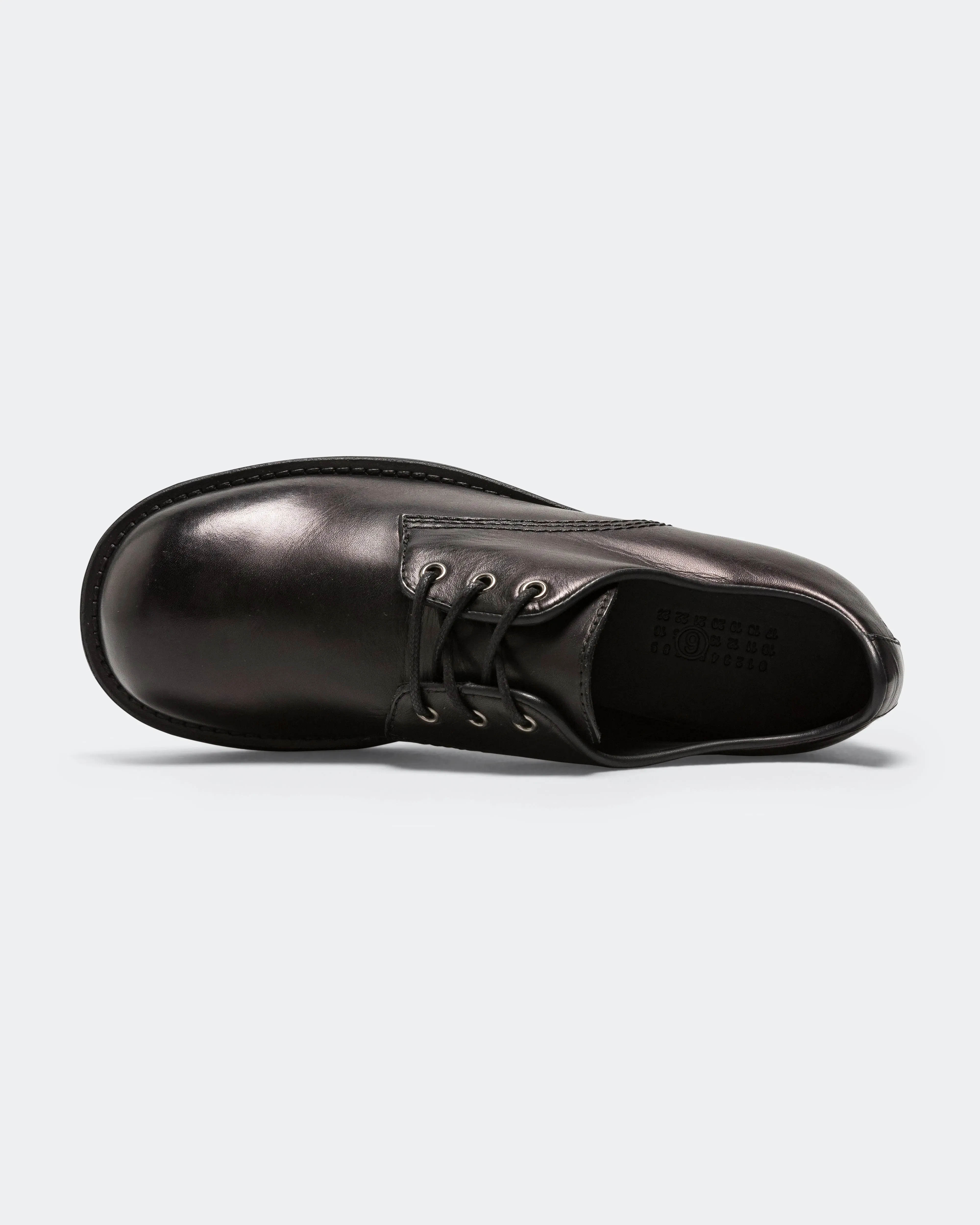MM6 Lace Up Derby - Black Calfskin Leather