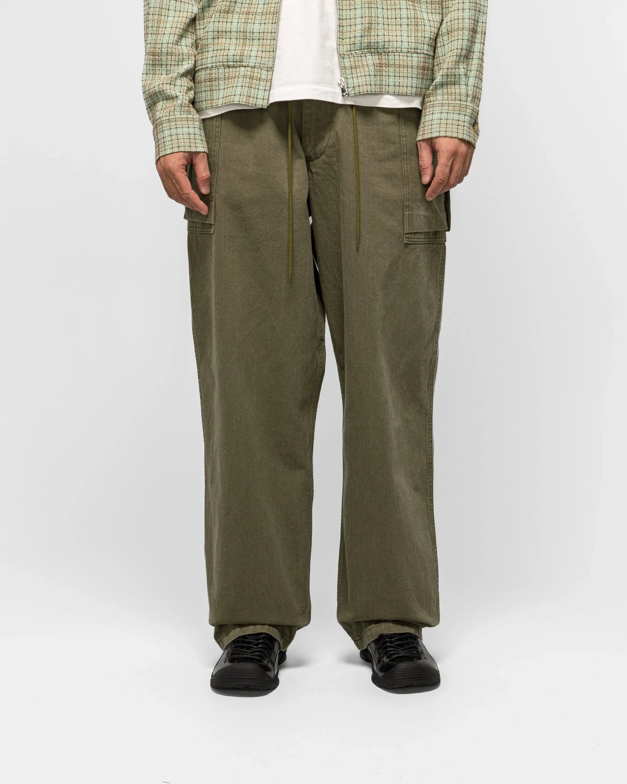 Needles String Field Pant - Olive Cotton Herringbone