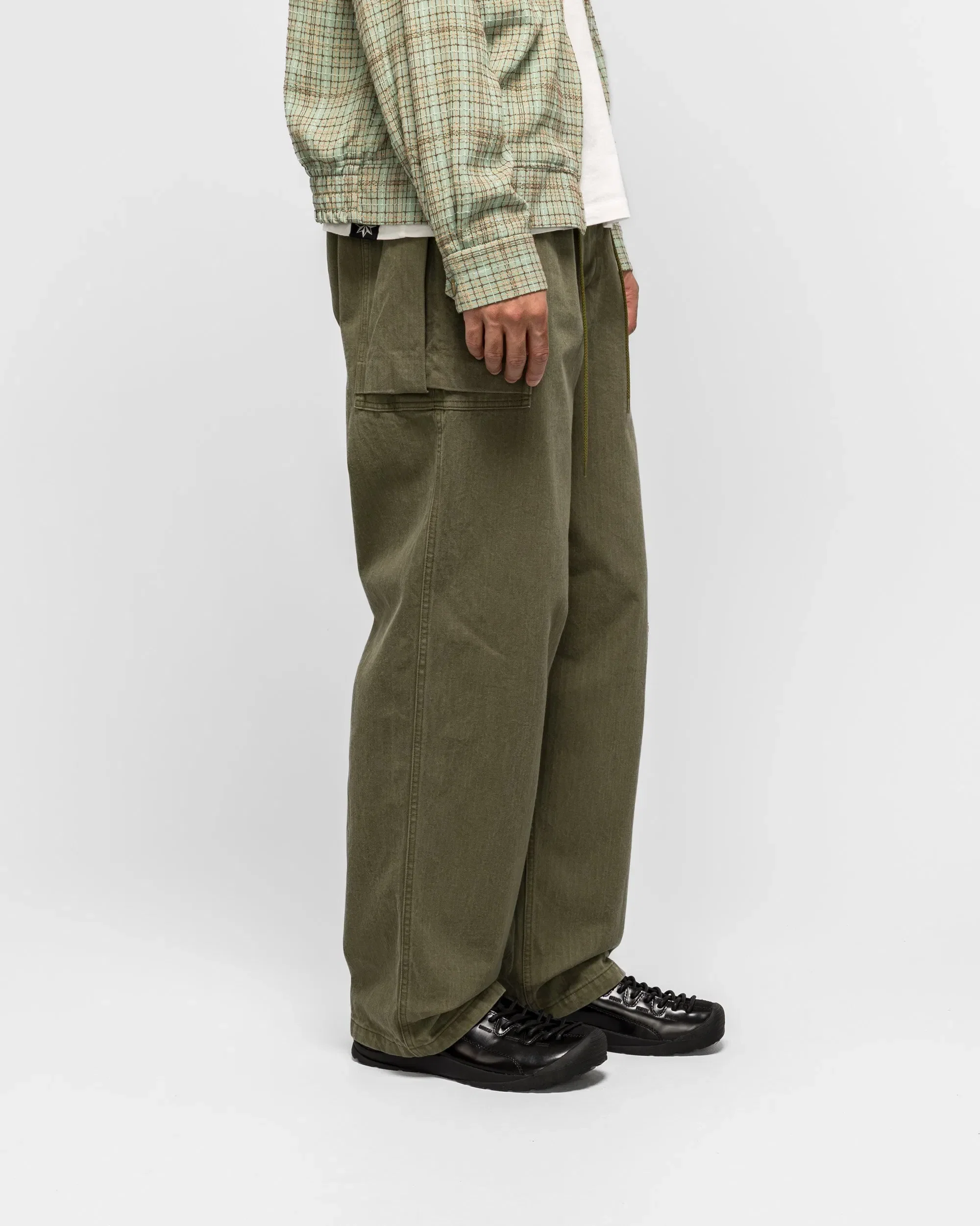 Needles String Field Pant - Olive Cotton Herringbone