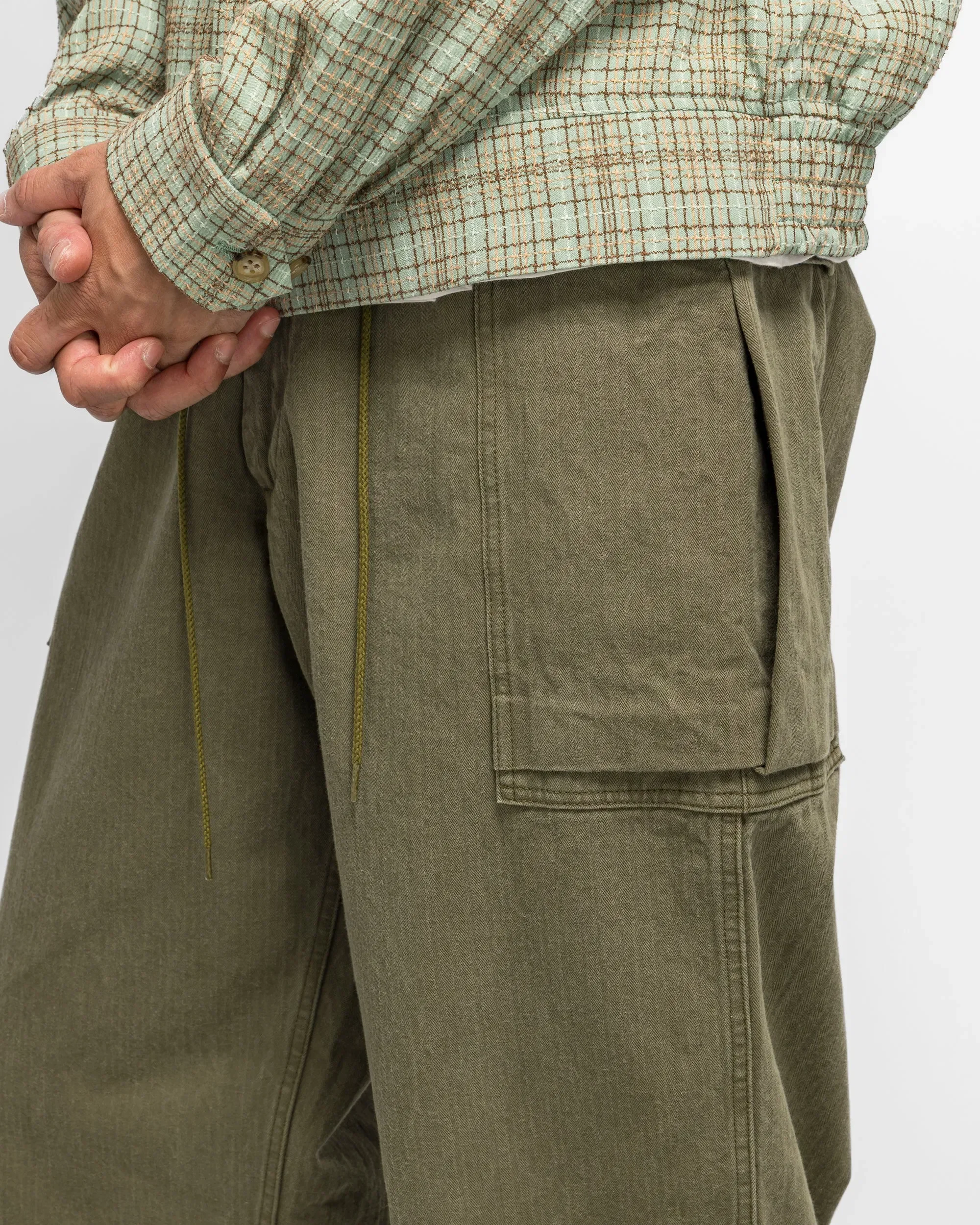 Needles String Field Pant - Olive Cotton Herringbone