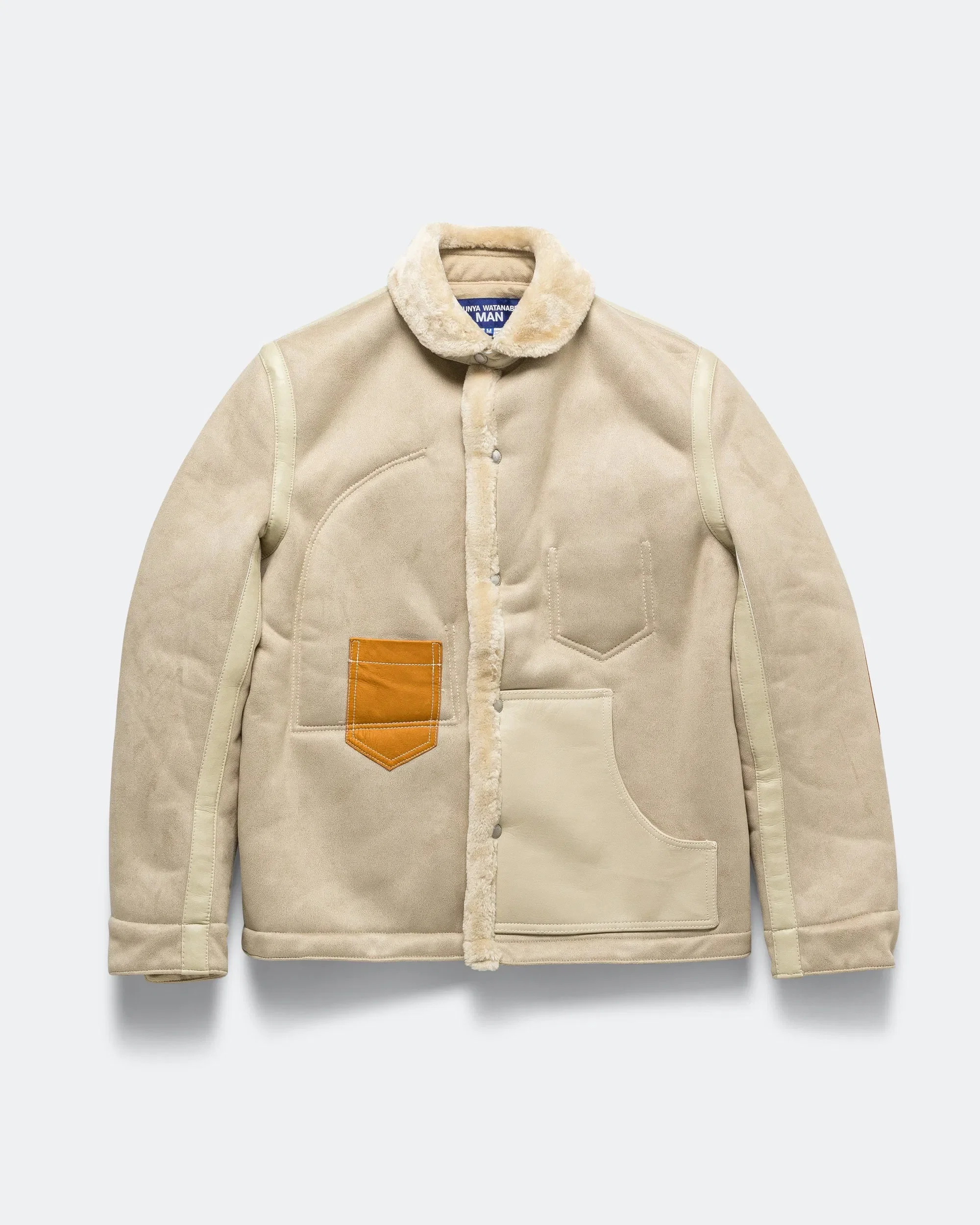 Junya Watanabe MAN Polyester Boat Mouton Leather Jacket - Beige/Brown