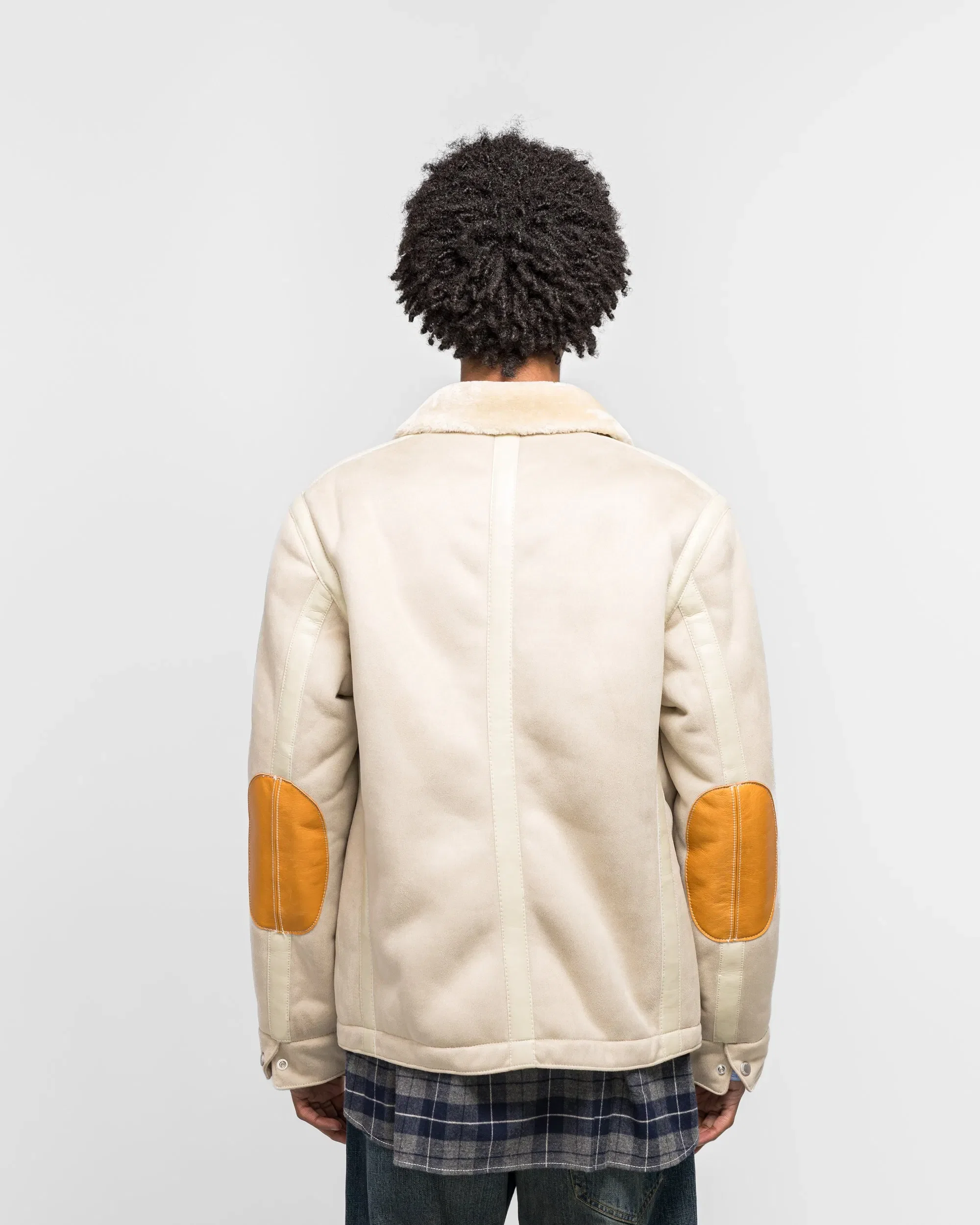 Junya Watanabe MAN Polyester Boat Mouton Leather Jacket - Beige/Brown