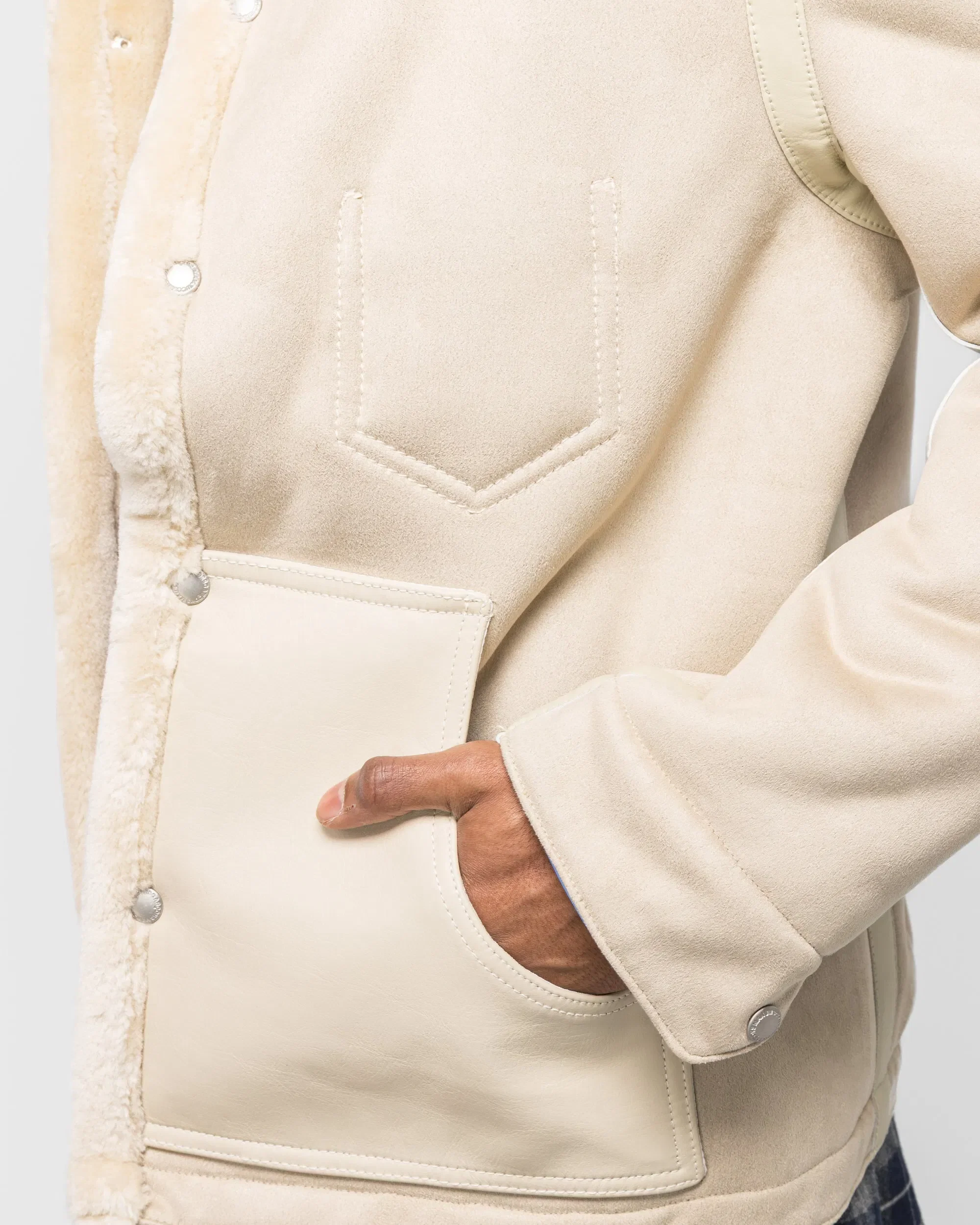 Junya Watanabe MAN Polyester Boat Mouton Leather Jacket - Beige/Brown
