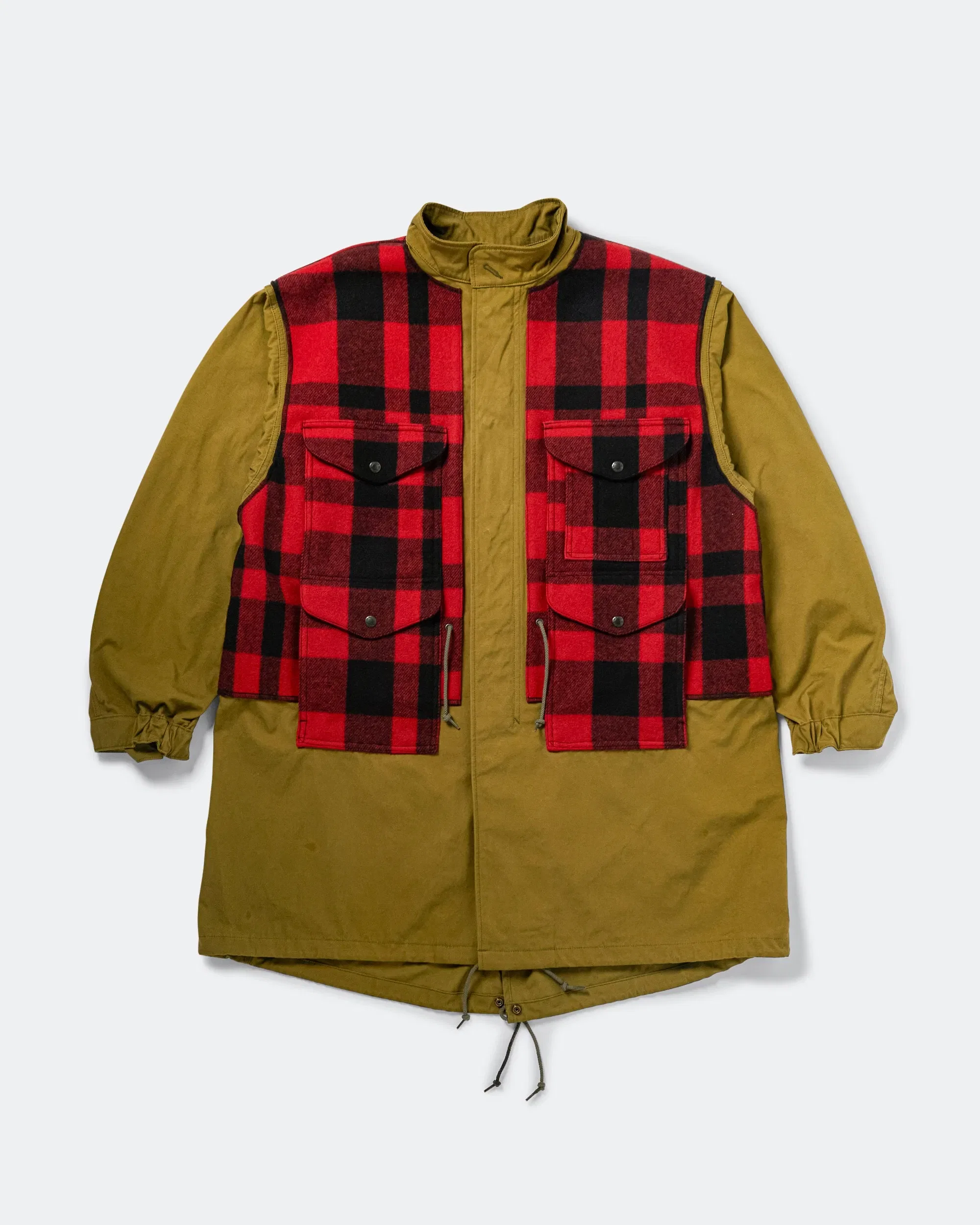 Junya Watanabe MAN Cotton Canvas Mackinaw Wool Coat x FILSON - Khaki/Red