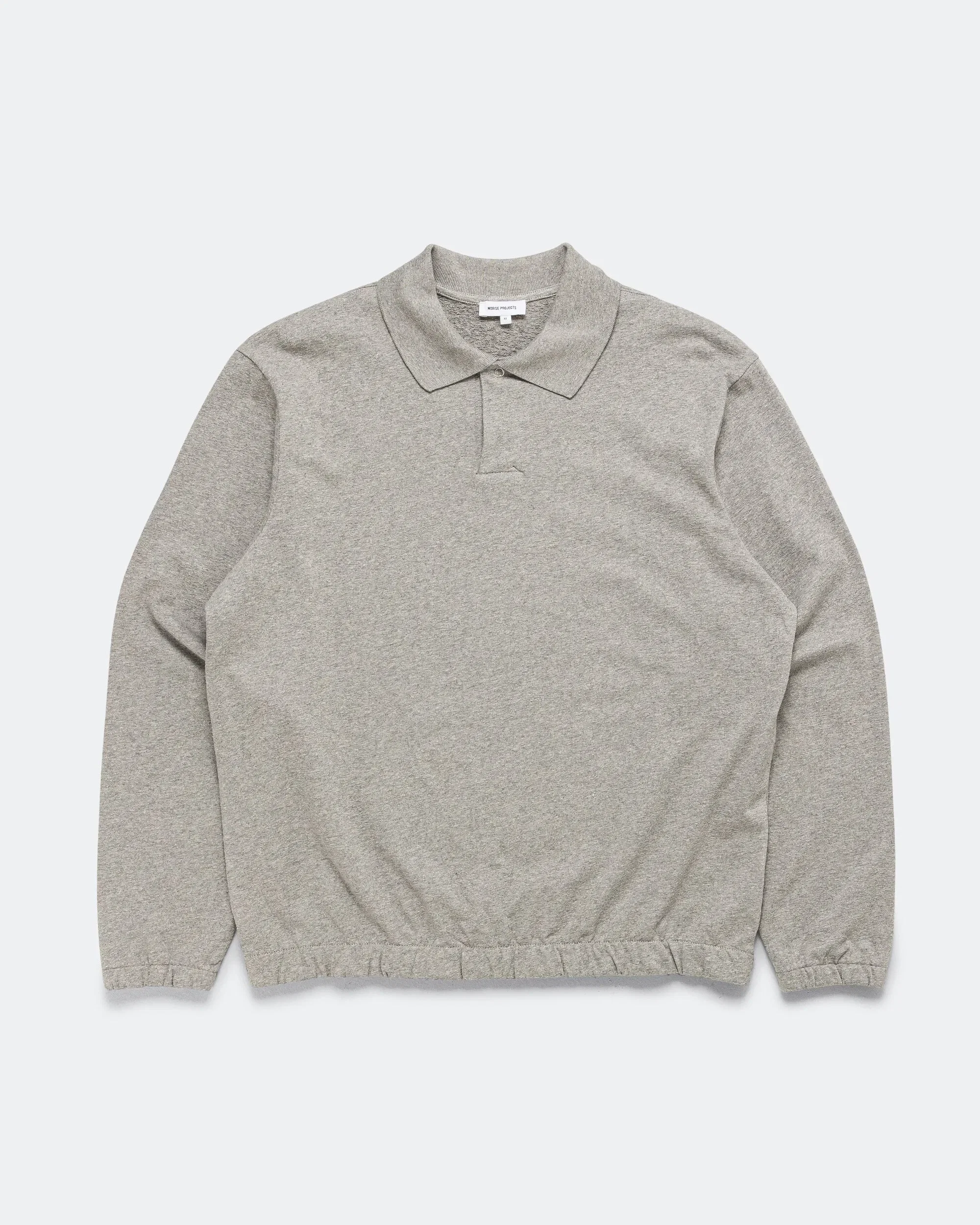 Norse Projects Sylane Relaxed Light Pile Jersey Polo - Grey Melange