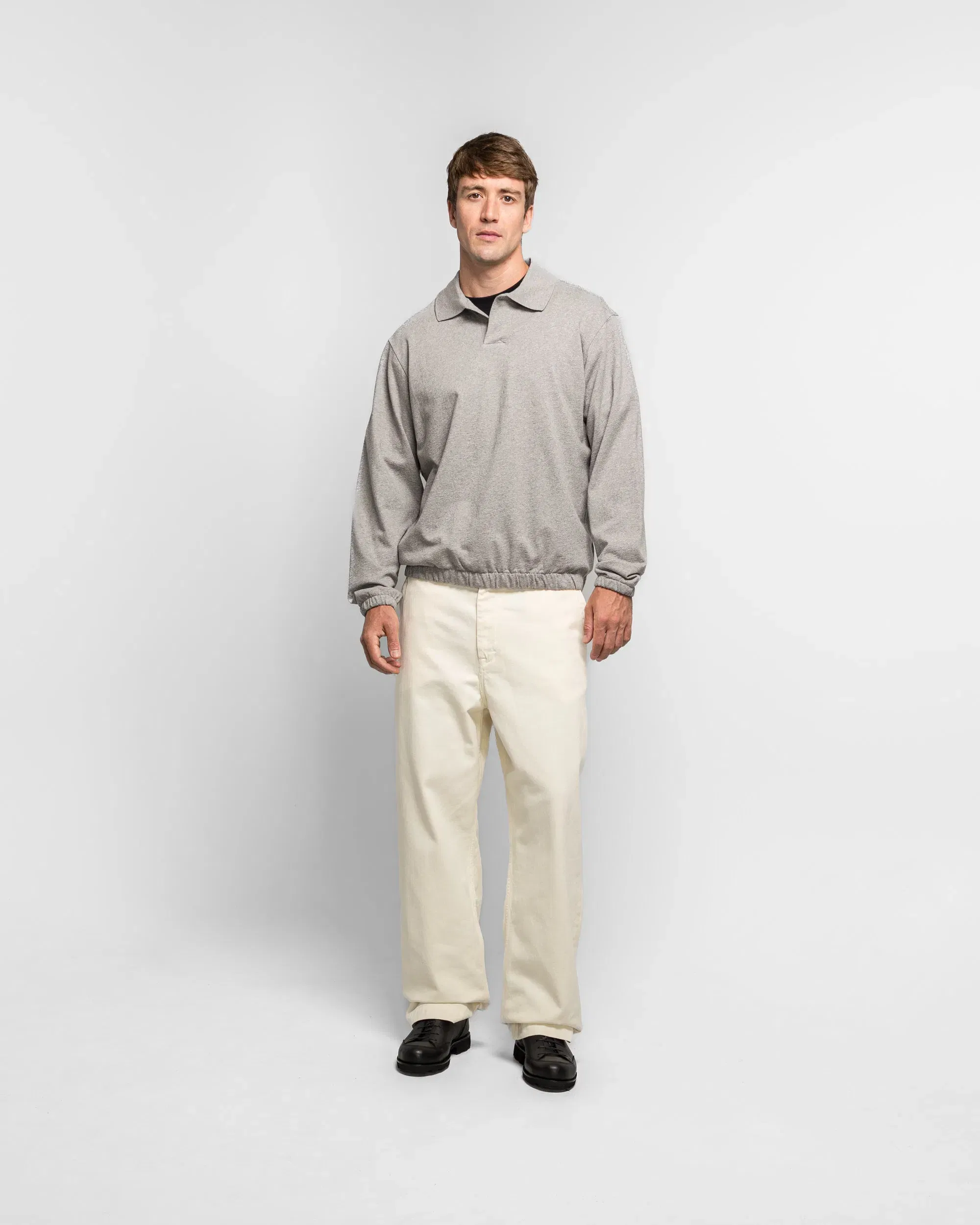 Norse Projects Sylane Relaxed Light Pile Jersey Polo - Grey Melange
