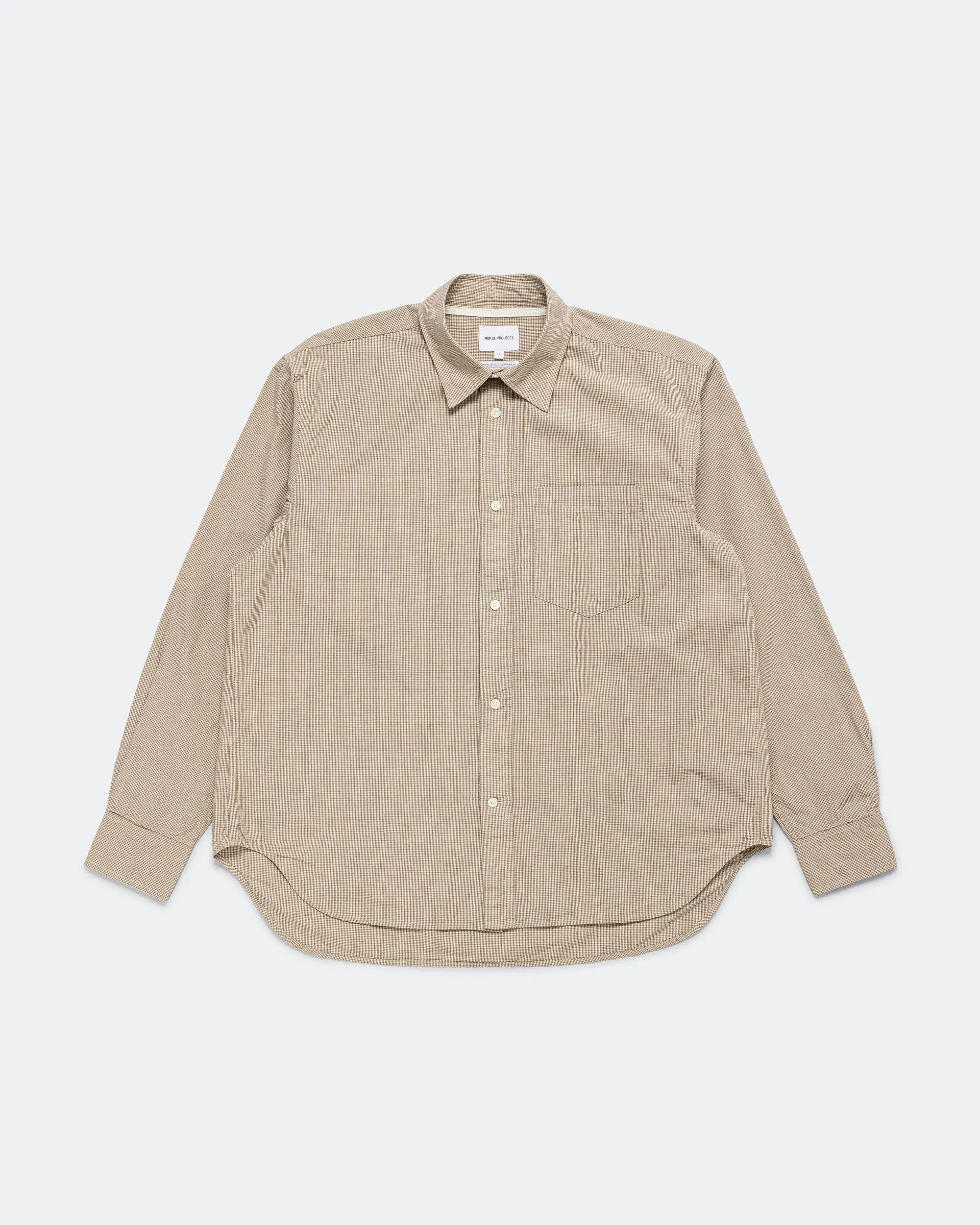 Norse Projects Espevik Oversize Micro Poplin Check Shirt - Oatmeal