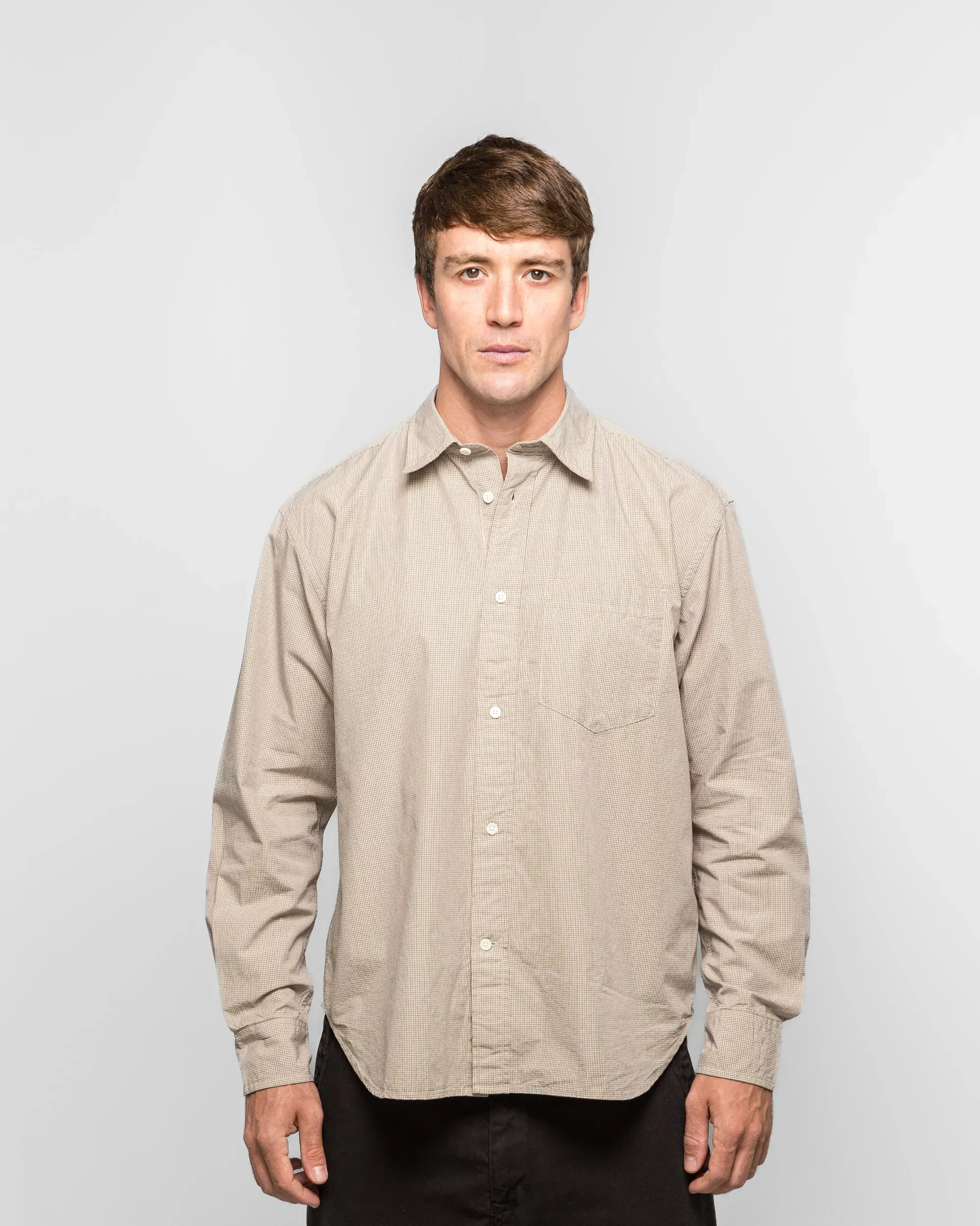 Norse Projects Espevik Oversize Micro Poplin Check Shirt - Oatmeal
