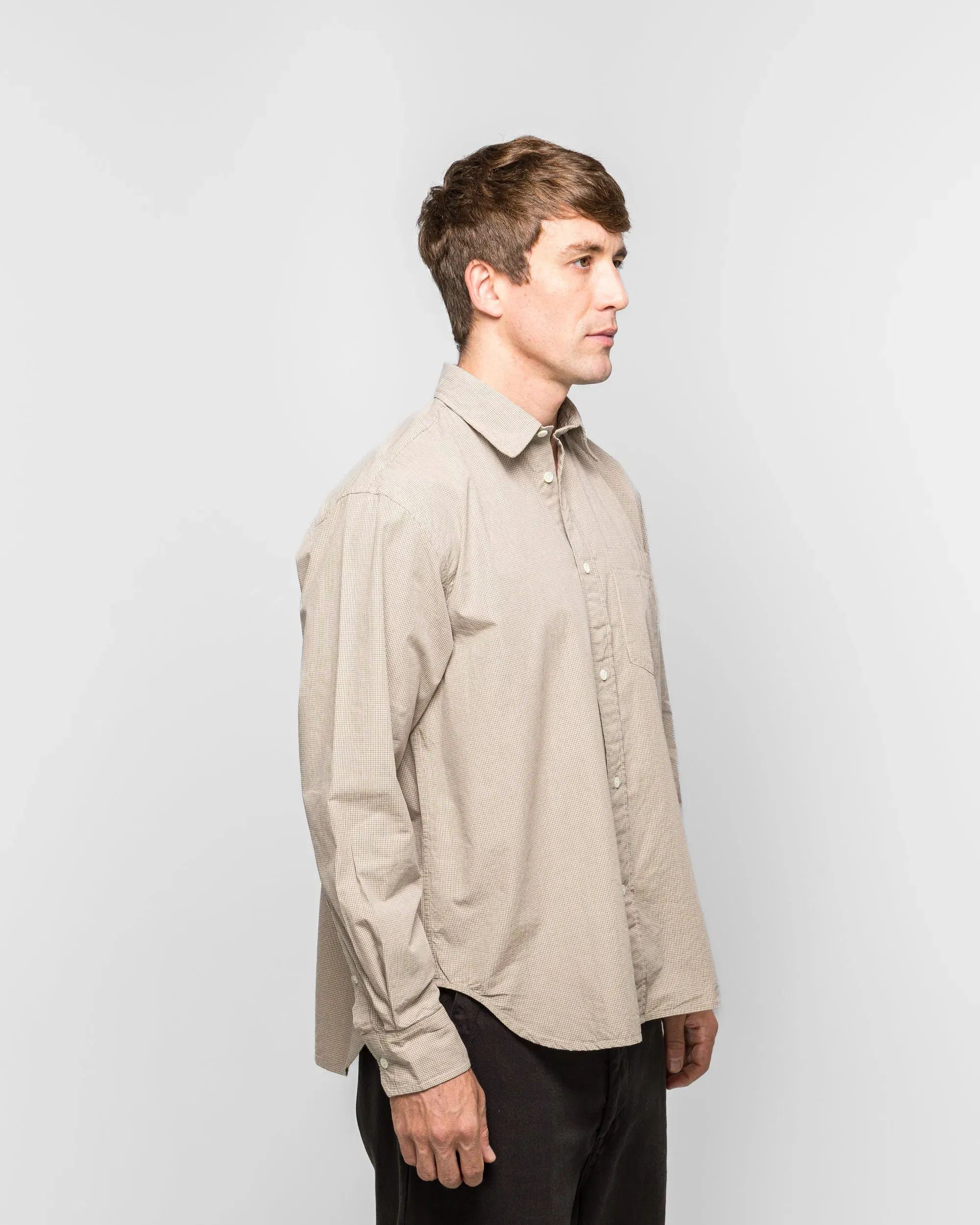 Norse Projects Espevik Oversize Micro Poplin Check Shirt - Oatmeal