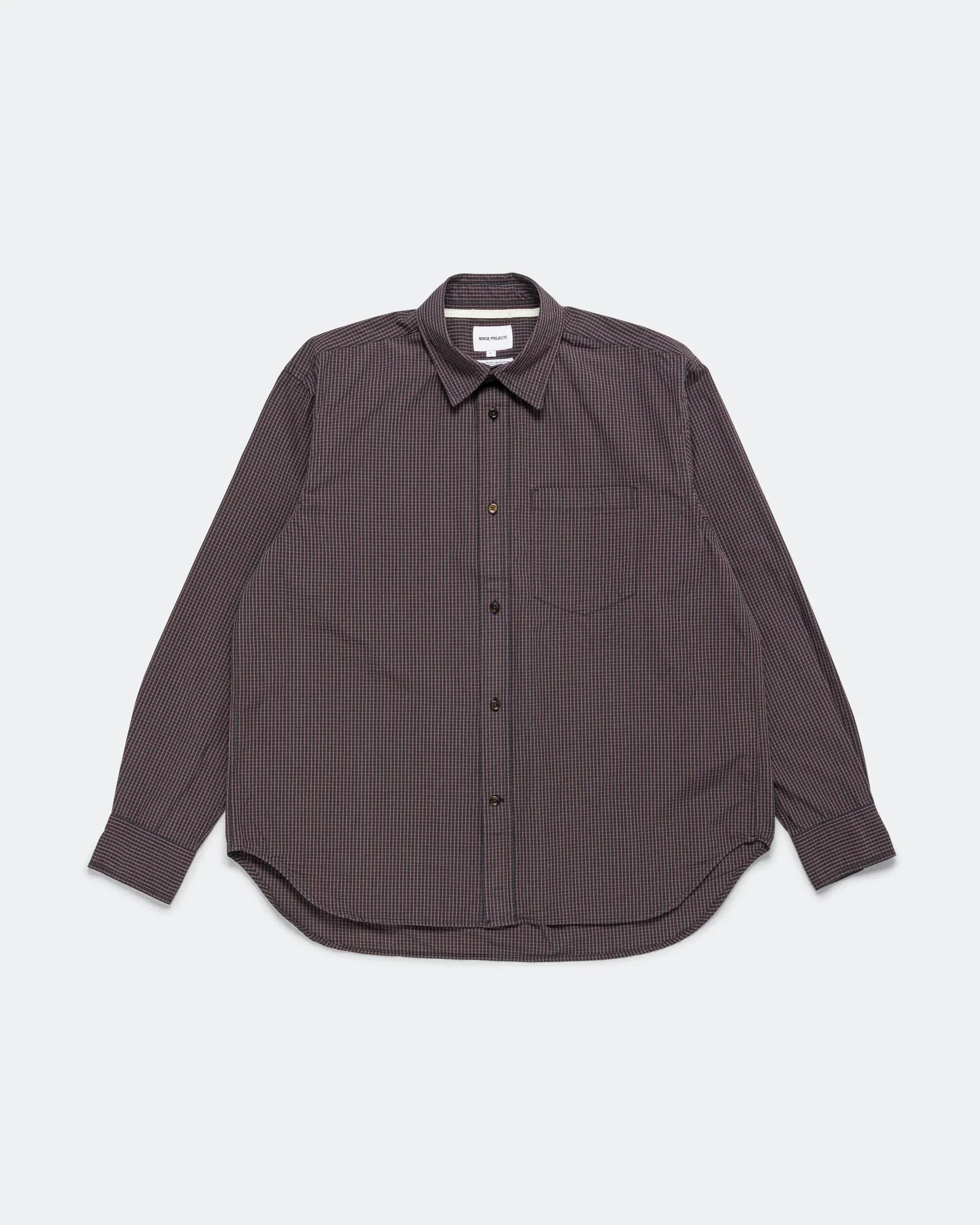 Norse Projects Espevik Oversize Poplin Check Shirt - Dark Navy Check