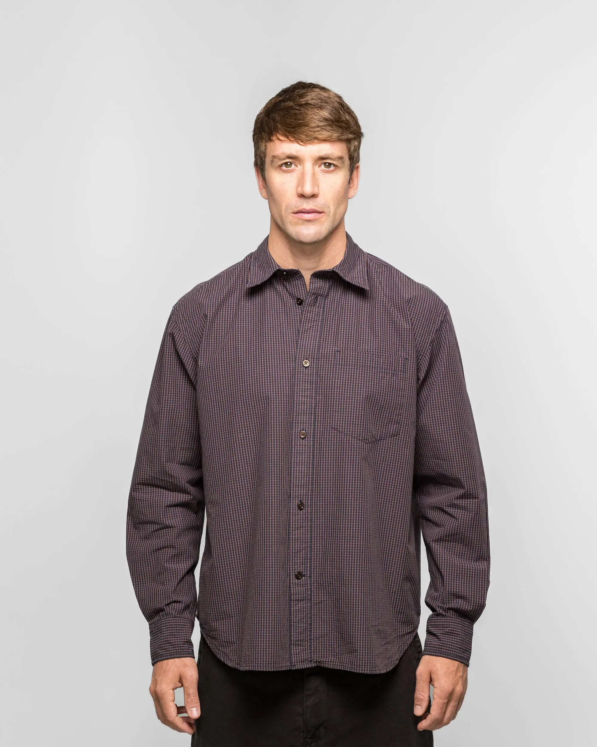 Norse Projects Espevik Oversize Poplin Check Shirt - Dark Navy Check