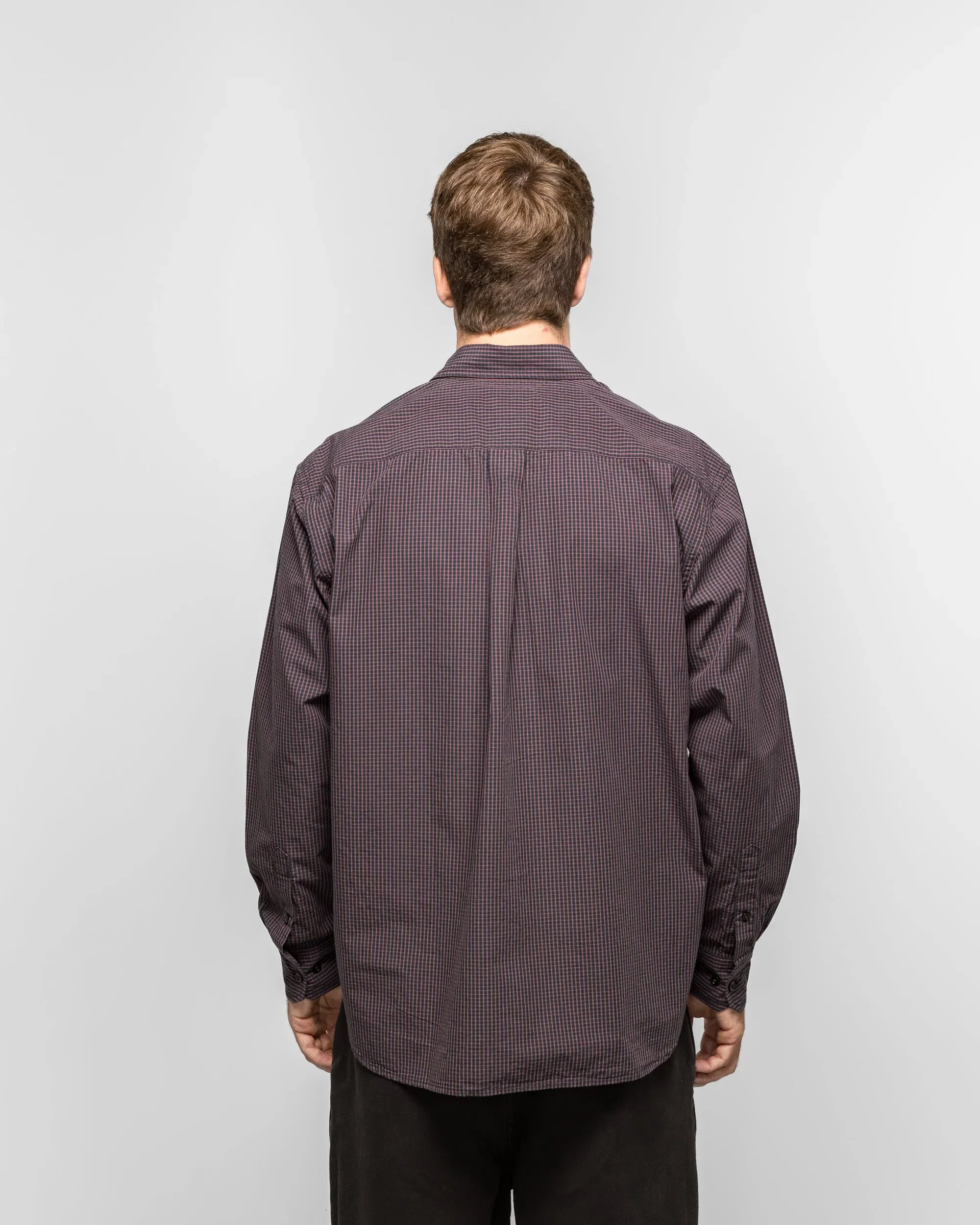 Norse Projects Espevik Oversize Poplin Check Shirt - Dark Navy Check
