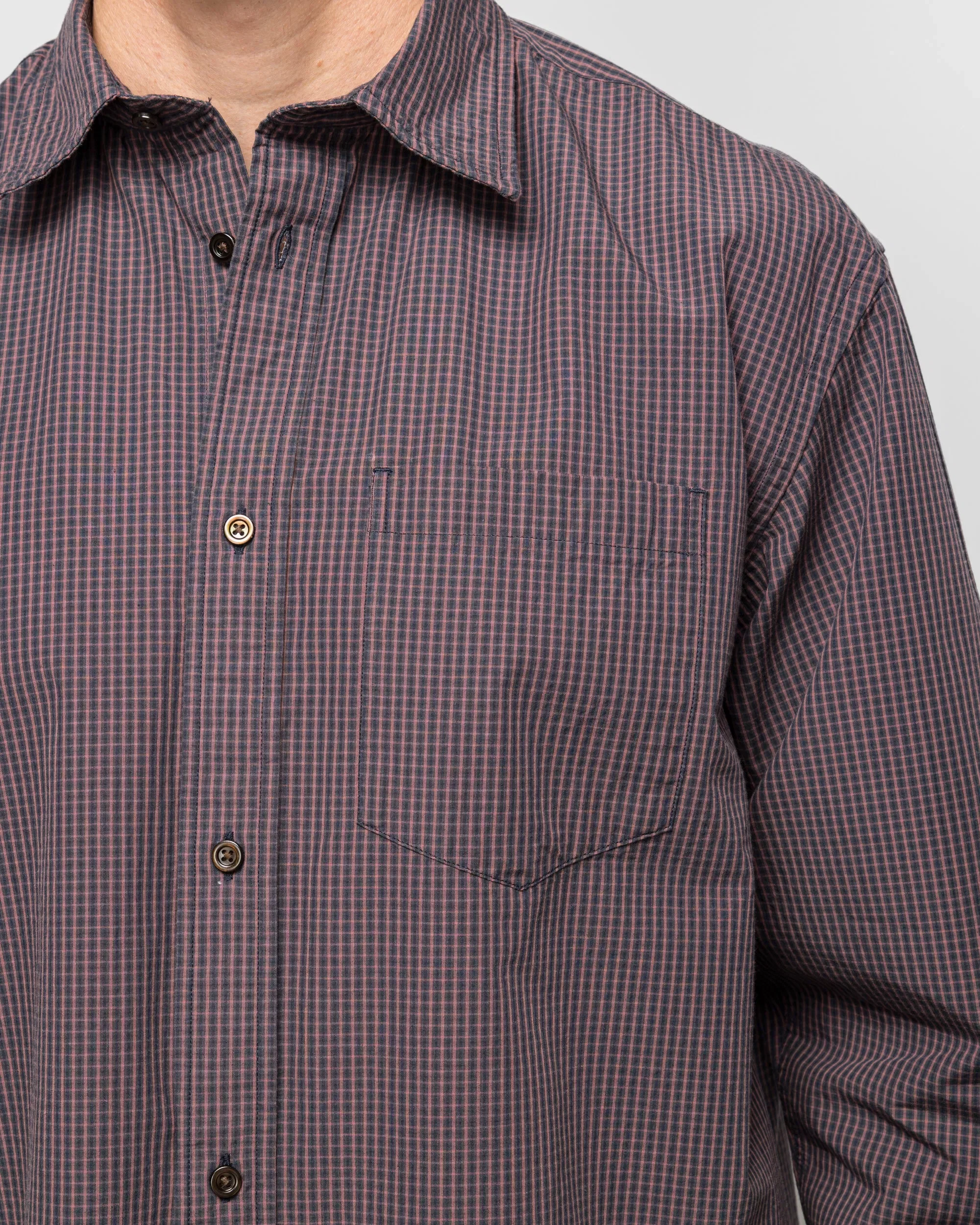 Norse Projects Espevik Oversize Poplin Check Shirt - Dark Navy Check