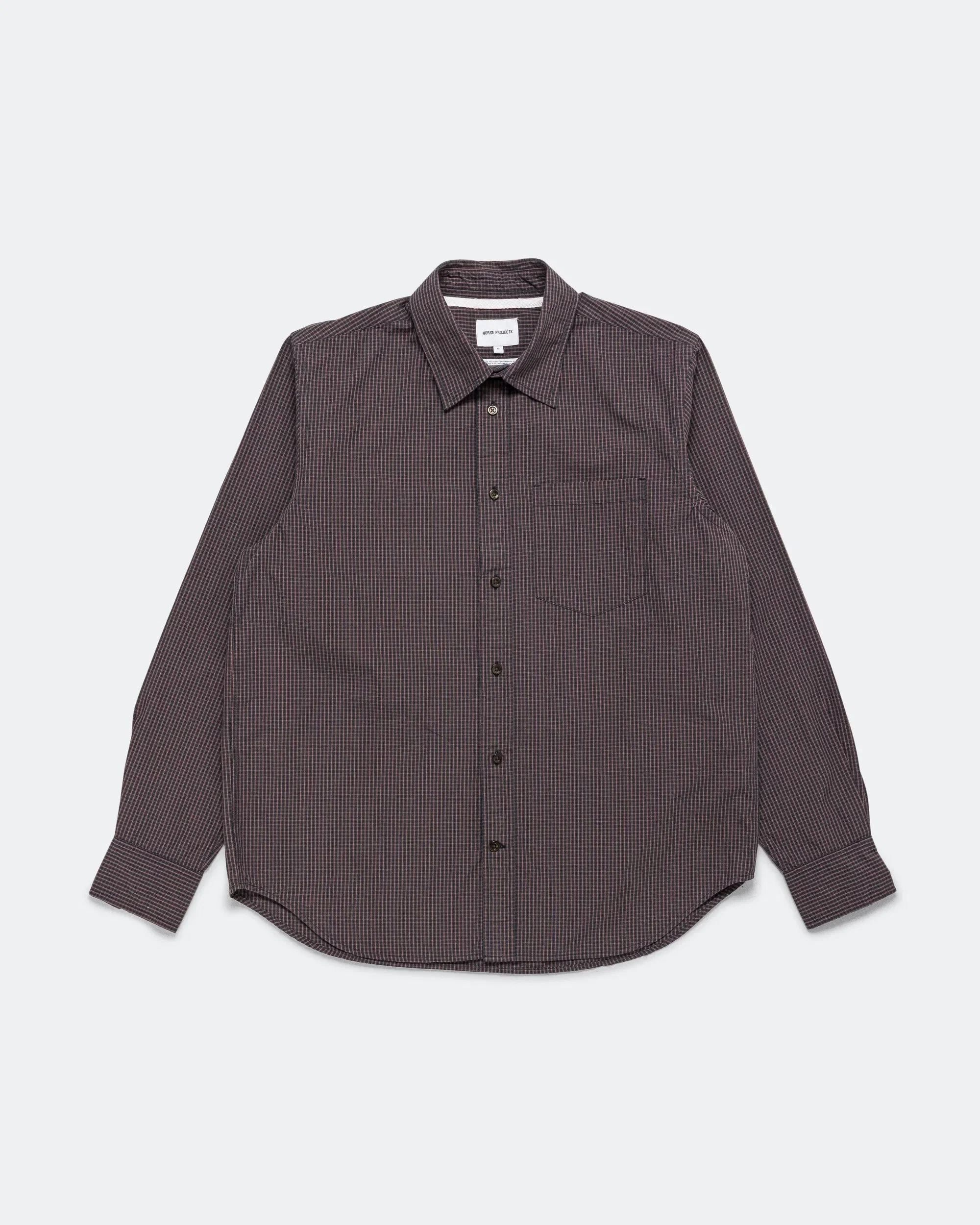 Norse Projects Kongshoved Poplin Mini Check Shirt - Dark Navy Check