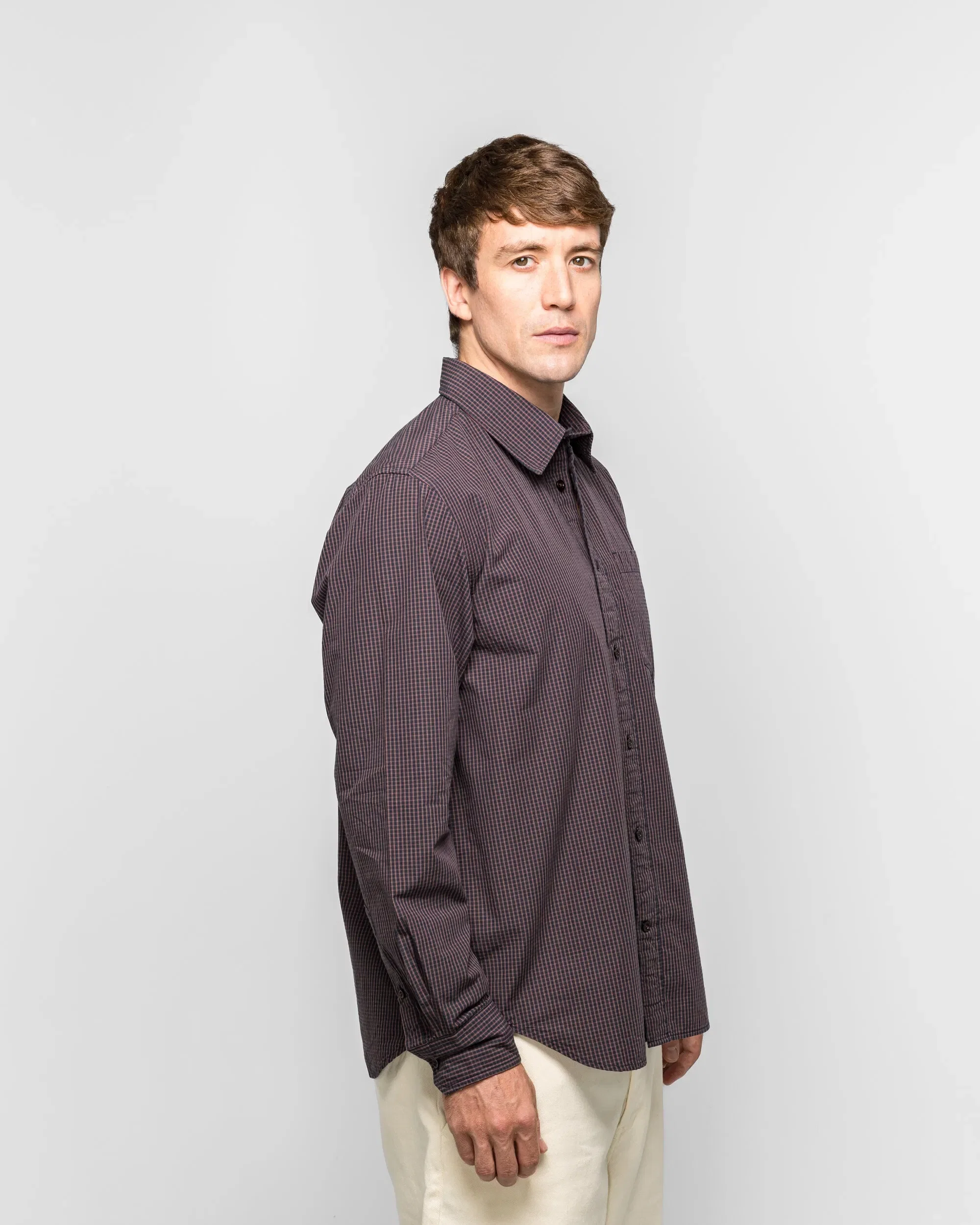 Norse Projects Kongshoved Poplin Mini Check Shirt - Dark Navy Check