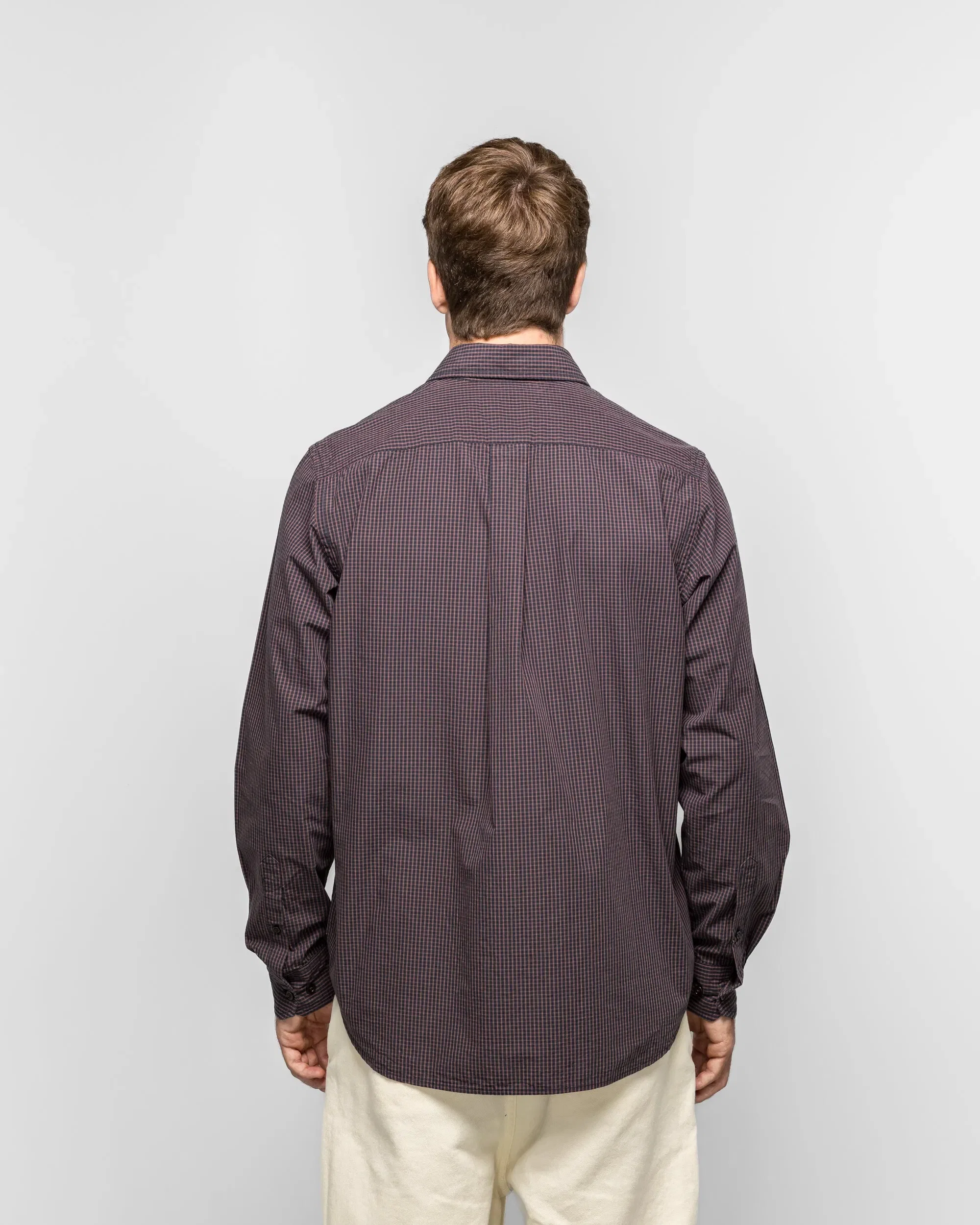 Norse Projects Kongshoved Poplin Mini Check Shirt - Dark Navy Check