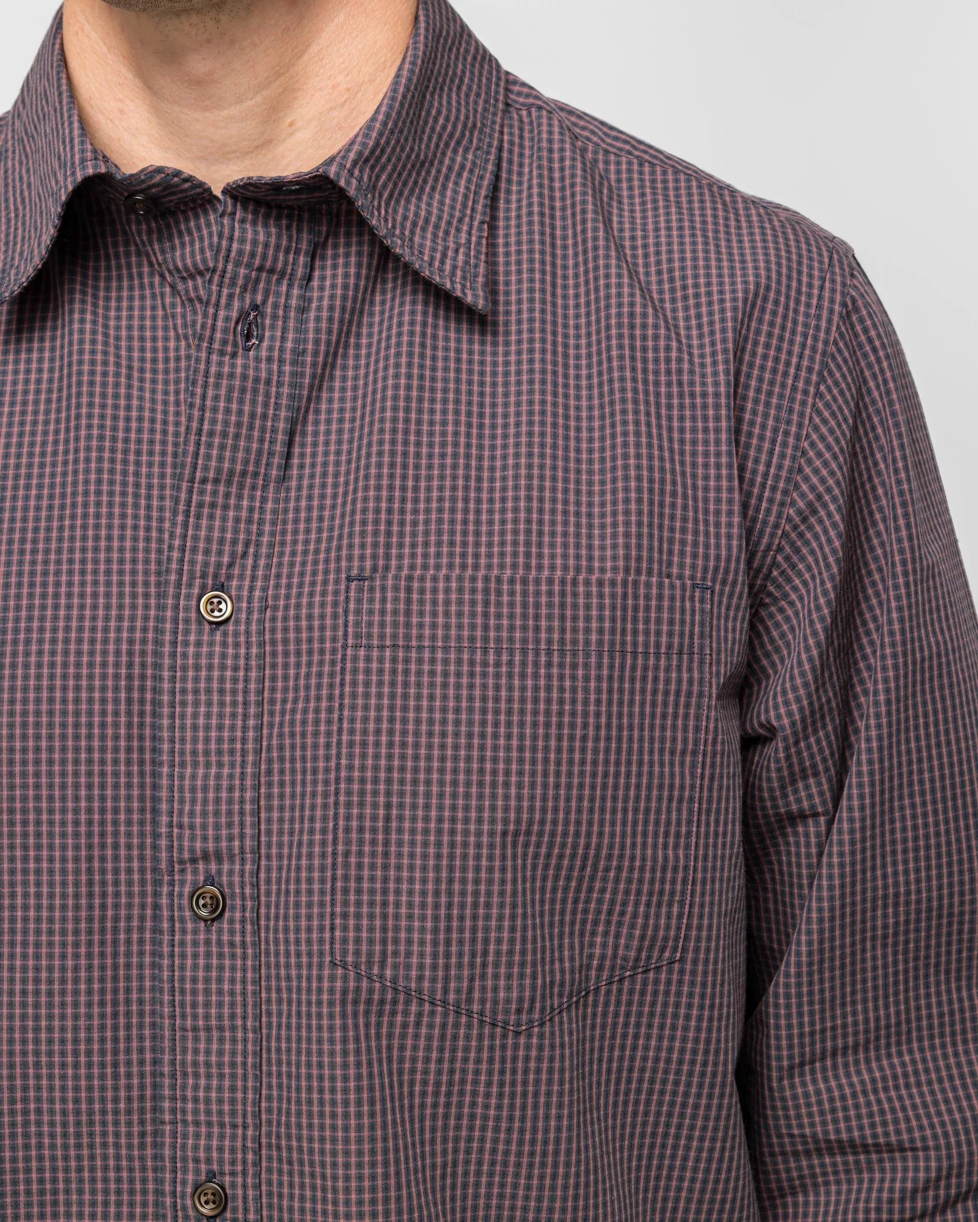 Norse Projects Kongshoved Poplin Mini Check Shirt - Dark Navy Check