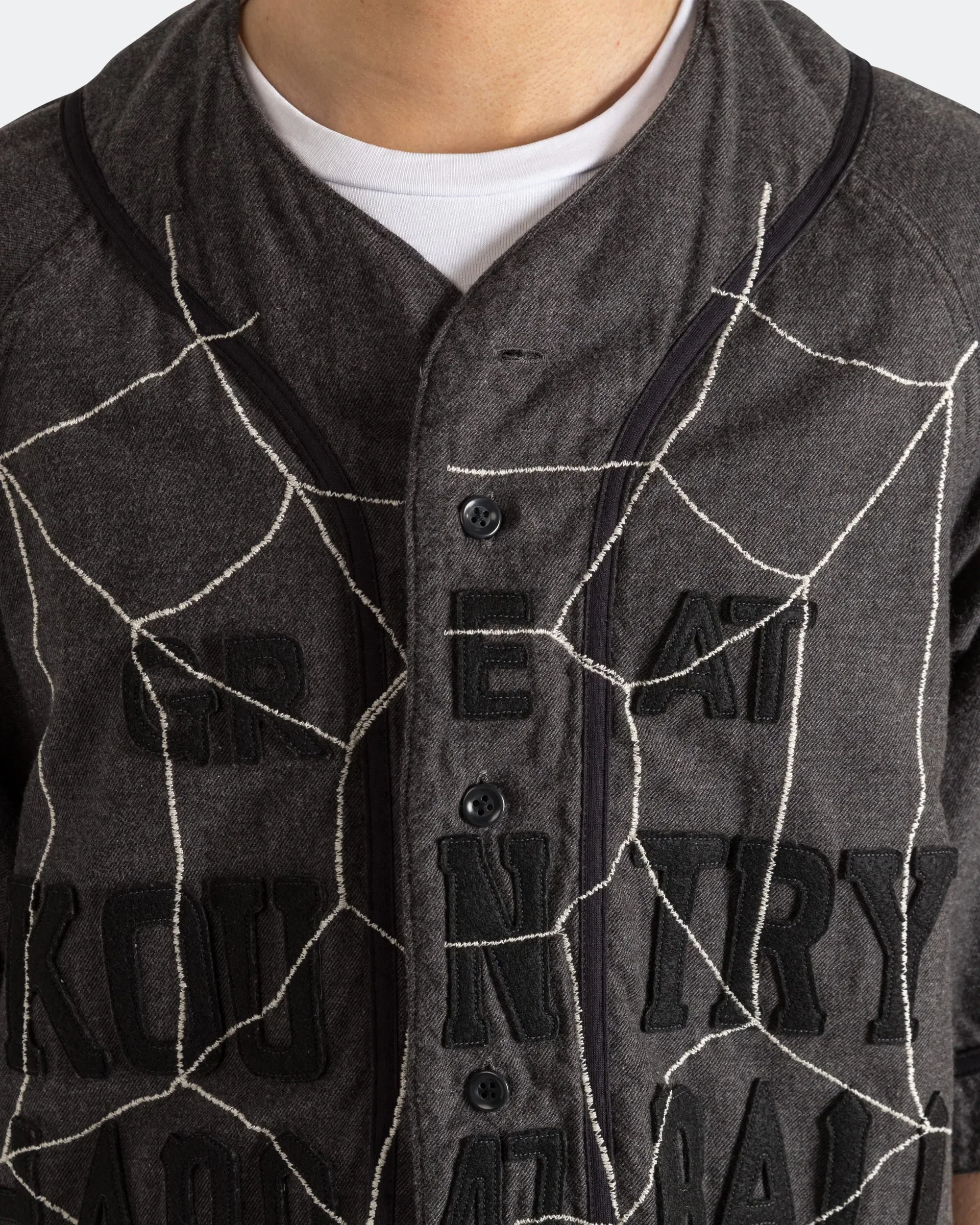 KAPITAL Cotton Wool GREAT KOUNTRY Baseball Shirt KOUNTRY DREAM CATCH Remake - Dark Grey