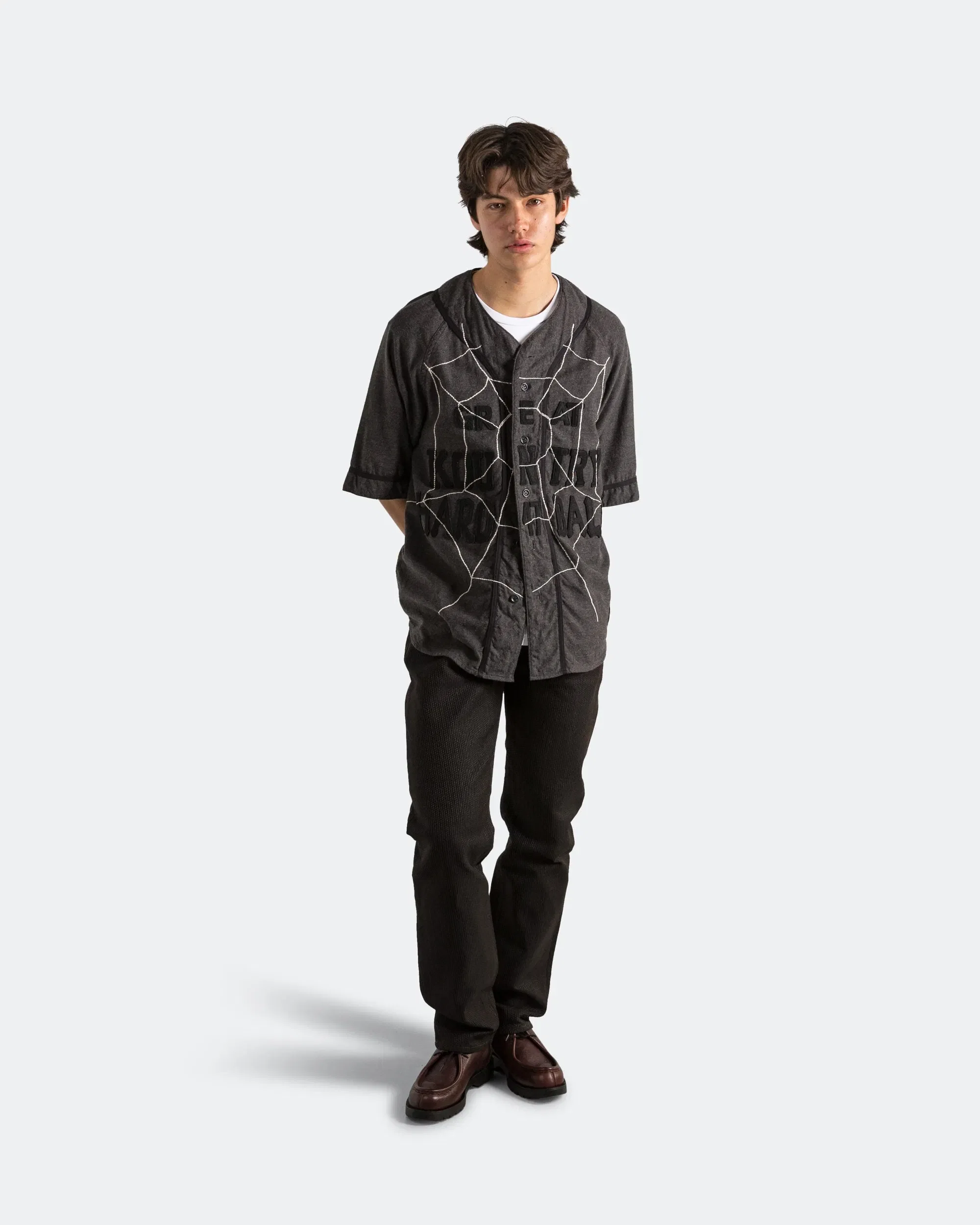 KAPITAL Cotton Wool GREAT KOUNTRY Baseball Shirt KOUNTRY DREAM CATCH Remake - Dark Grey