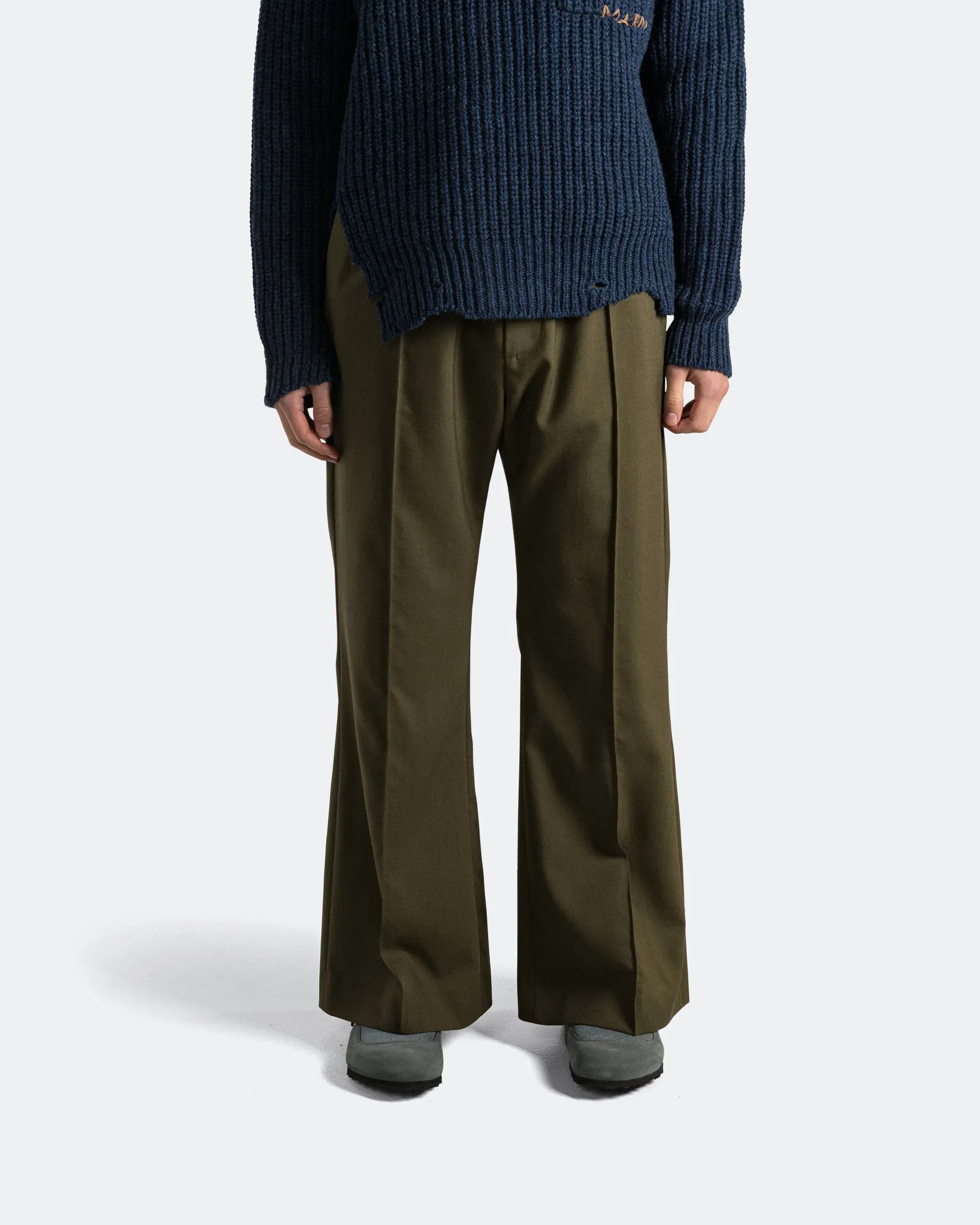 Marni Tropical Wool Trousers - Deep Sage