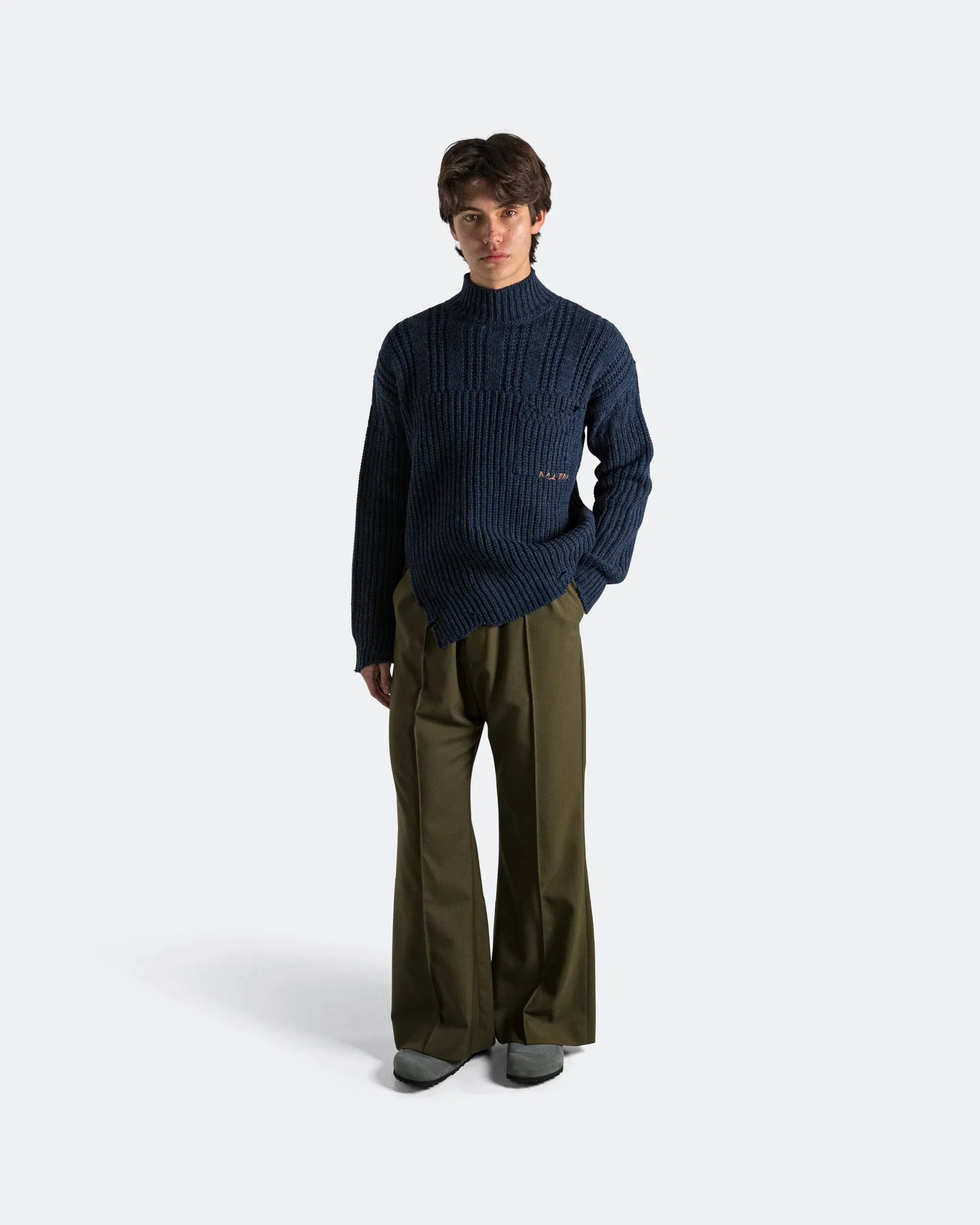 Marni Tropical Wool Trousers - Deep Sage