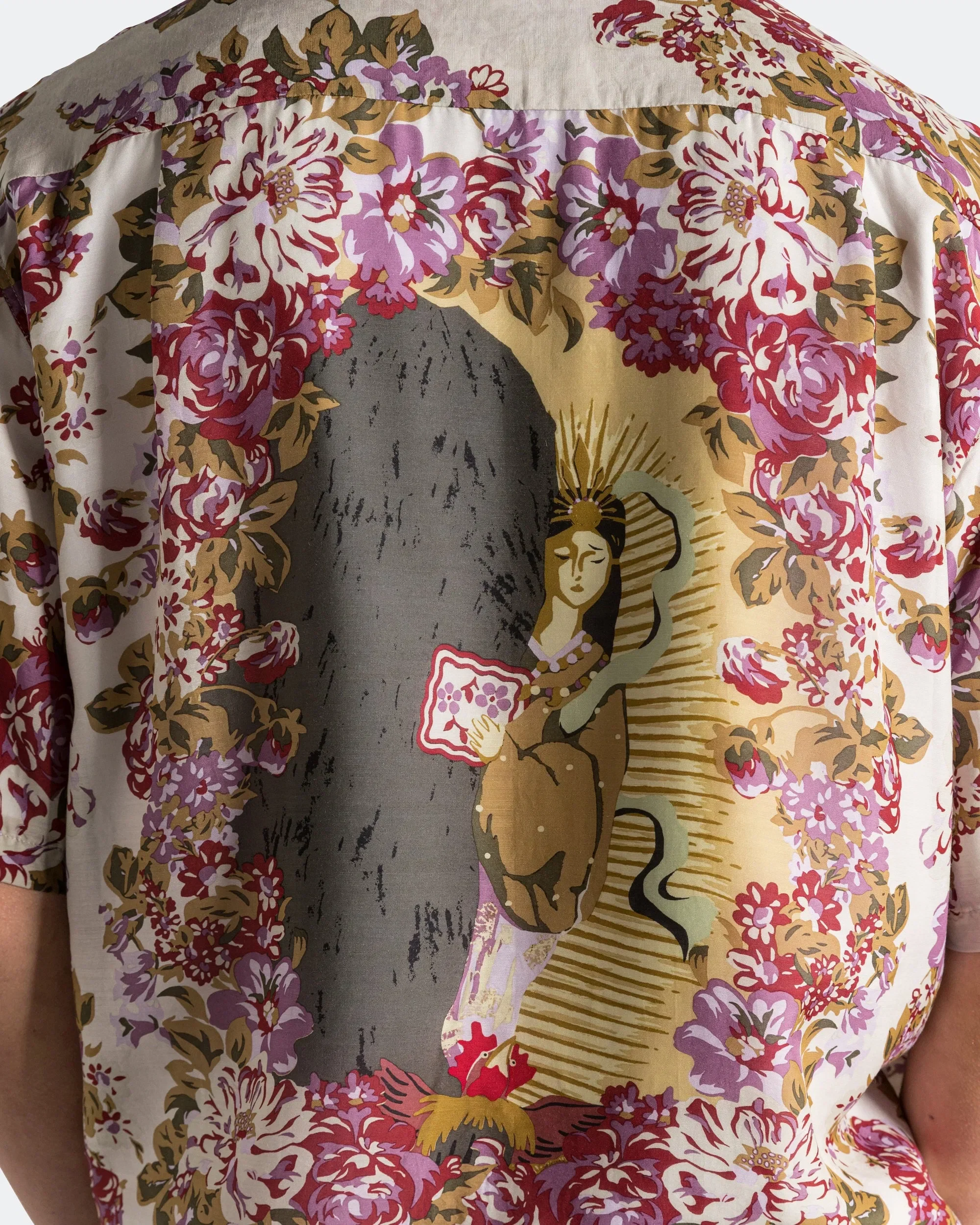 KAPITAL Silk Rayon CHAMPETRE A.MA.TE.RA.SE. WRANGLE Collar Aloha Shirt - Purple/Beige