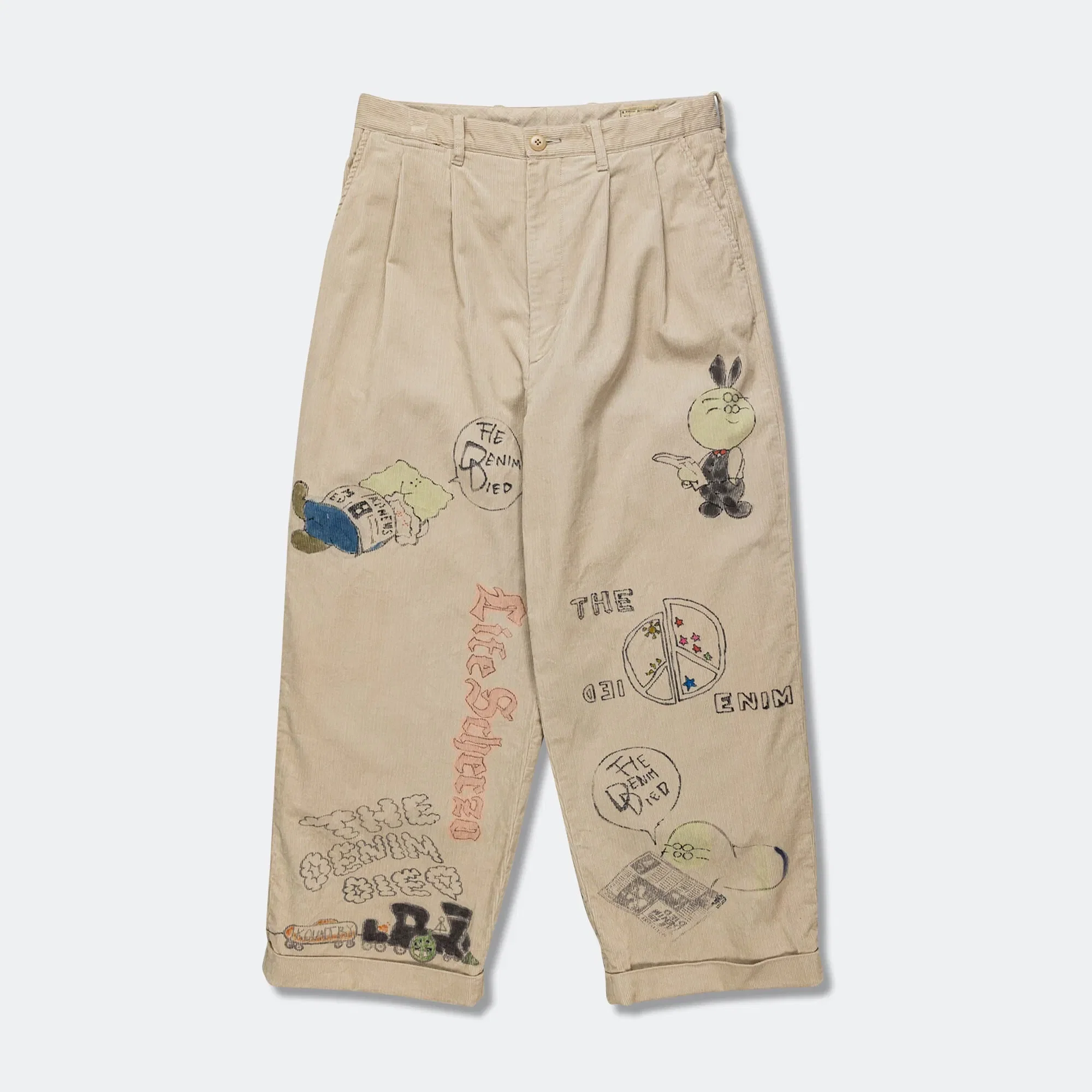 KAPITAL 14W Corduroy IVY Pants Memorial Paint Model - Beige