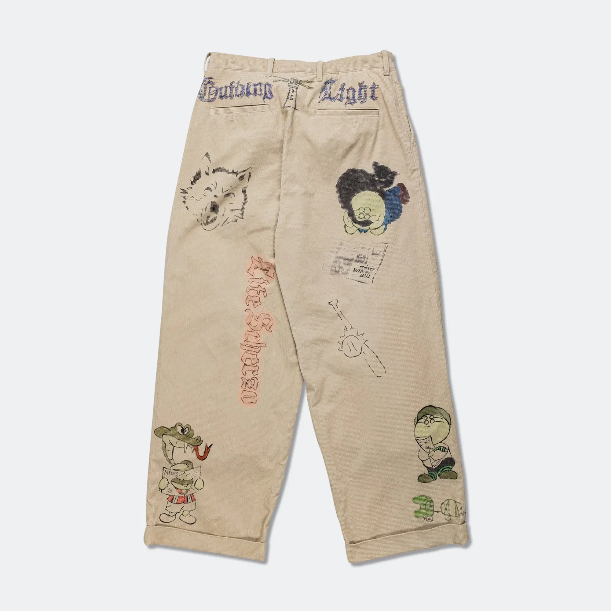 KAPITAL 14W Corduroy IVY Pants Memorial Paint Model - Beige
