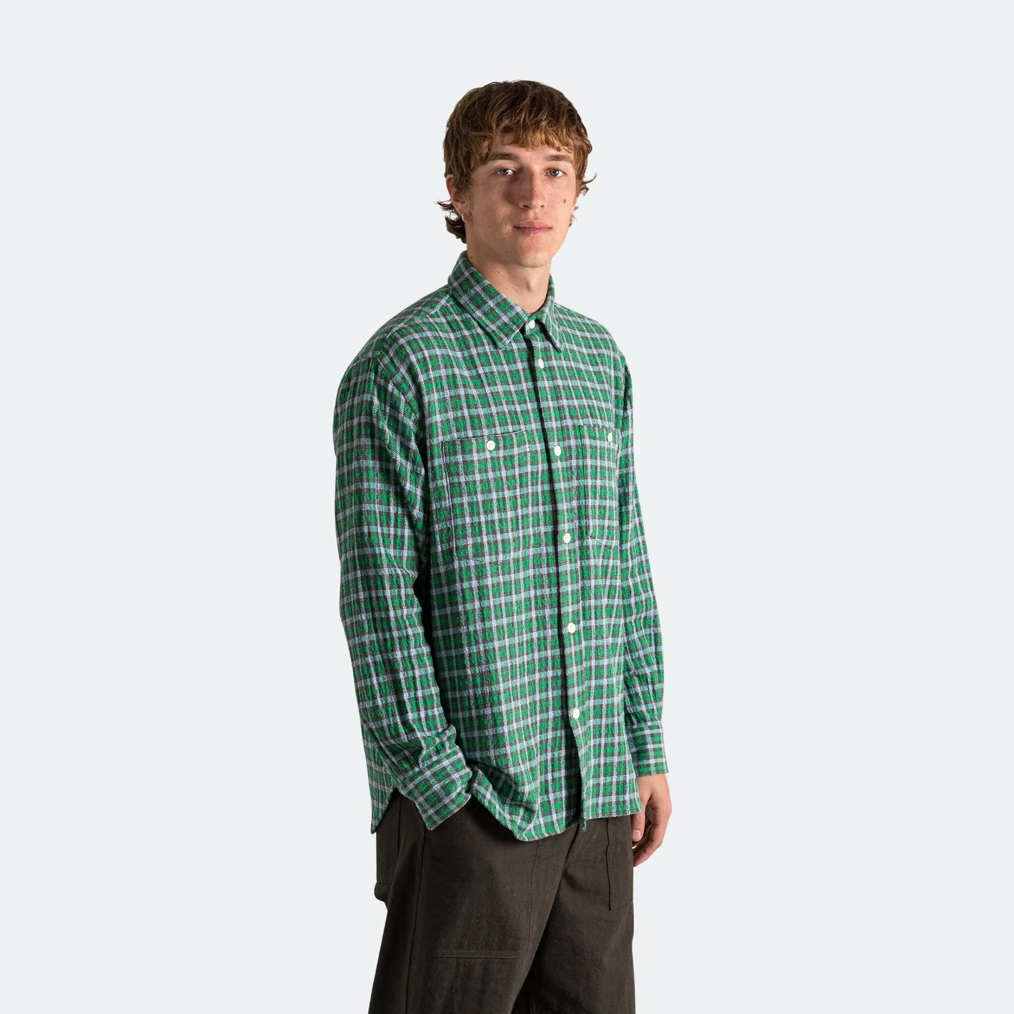 Norse Projects Ole Oversized Check Shirt x UP THERE - Olive Night