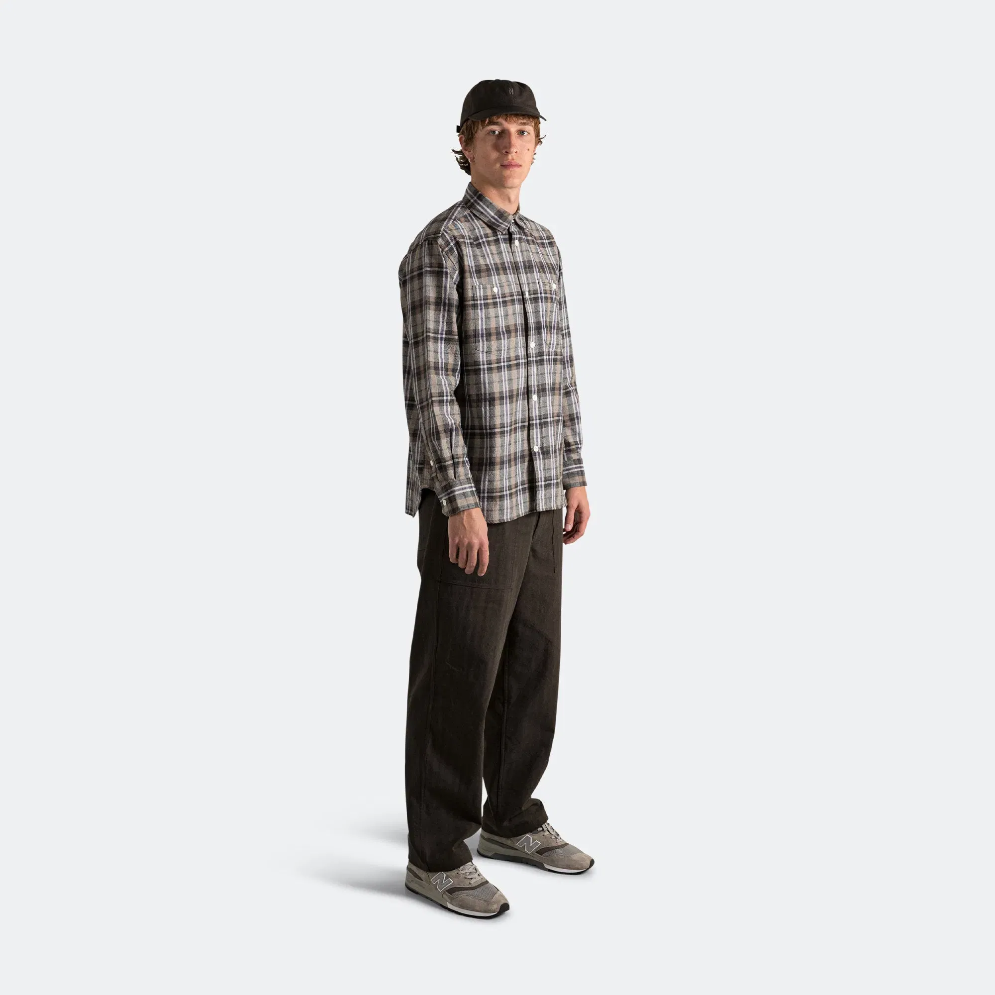 Norse Projects Ole Oversized Check Shirt x UP THERE - Charcoal Grey