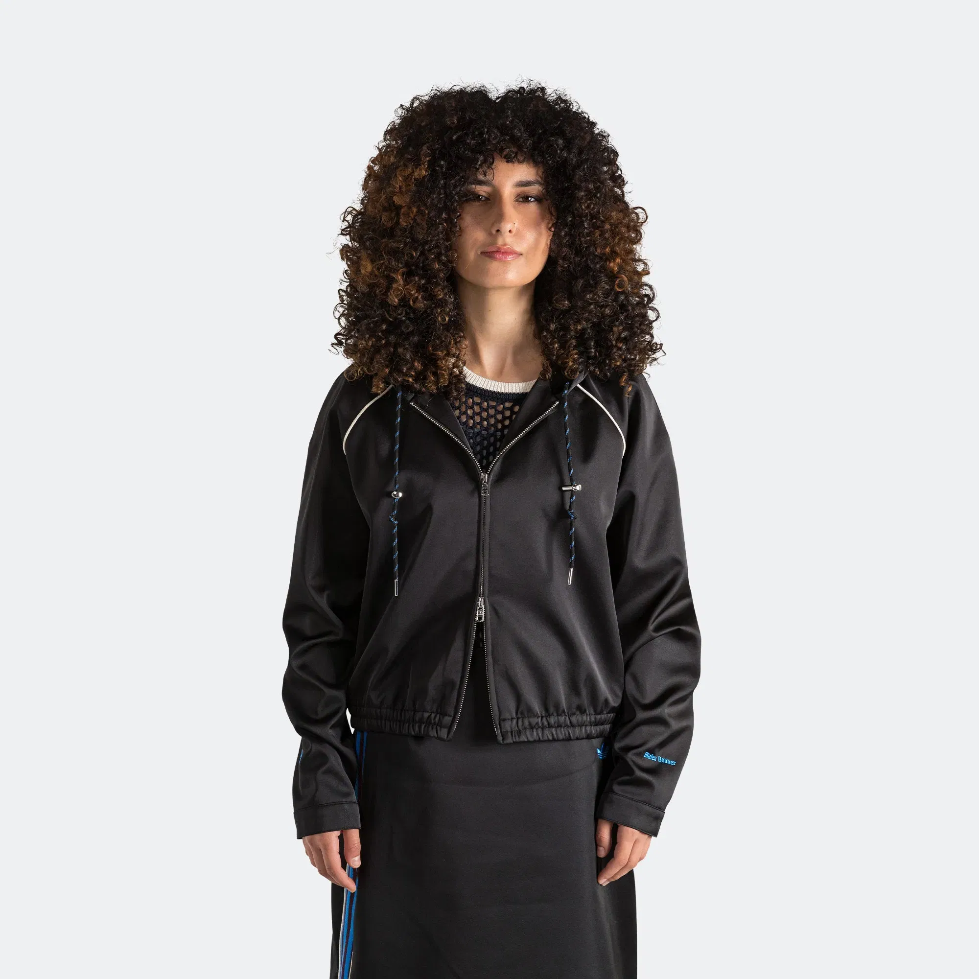 adidas Womens Satin Hoodie x Wales Bonner - Black