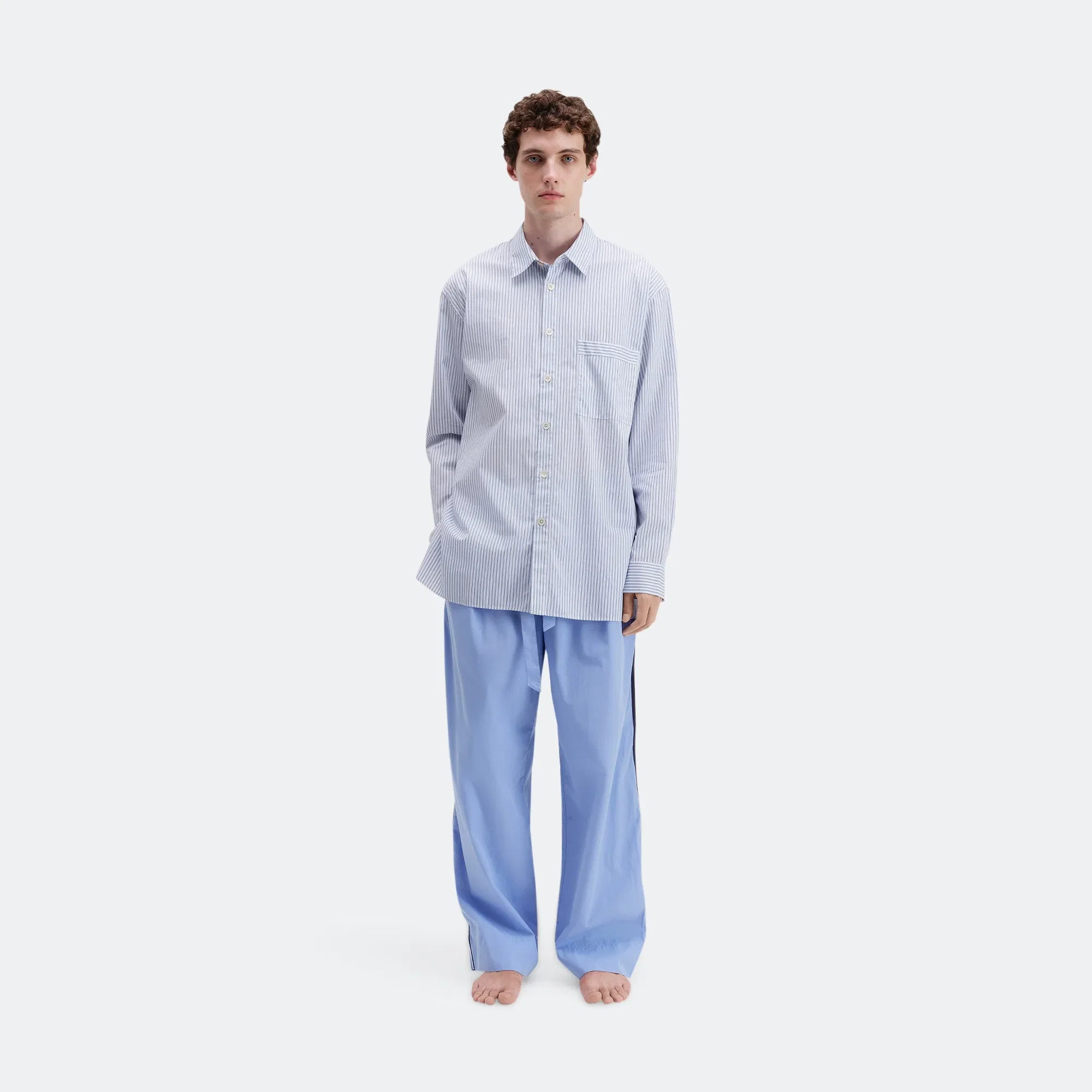 TEKLA Pyjama Shirt - Orchid Stripes Cotton Poplin