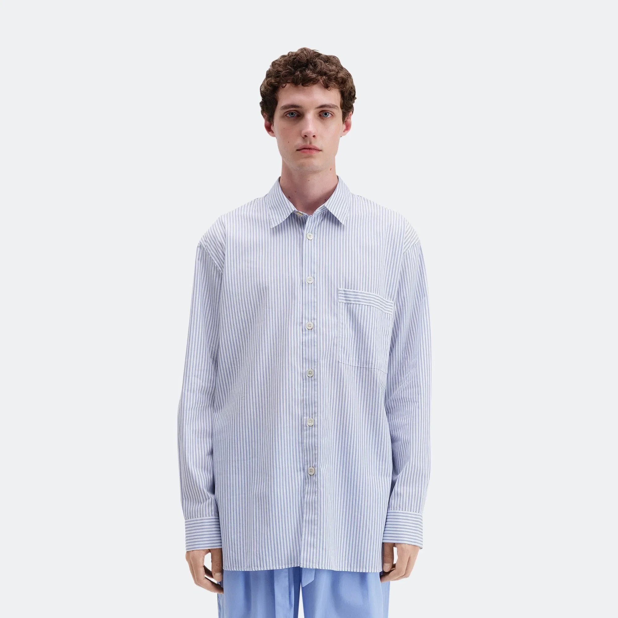 TEKLA Pyjama Shirt - Orchid Stripes Cotton Poplin