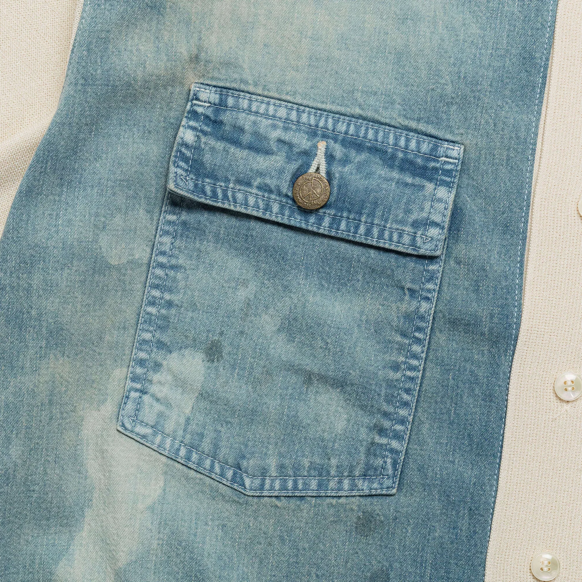 KAPITAL Knit x 8oz Denim Coverall Polo Shirt - Ecru