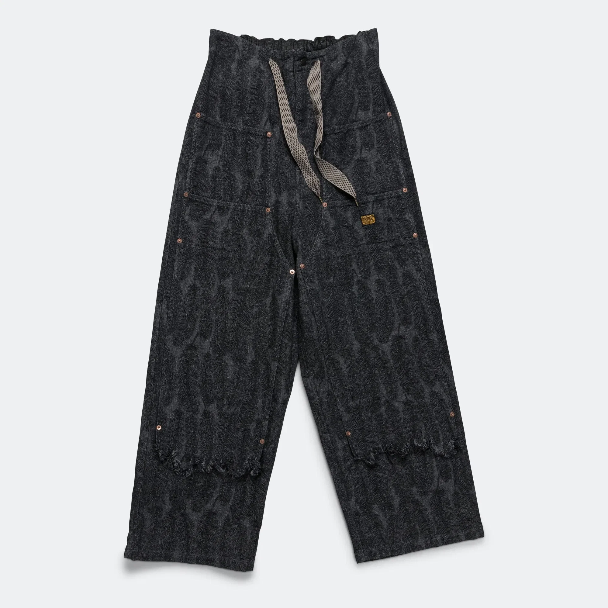 KAPITAL 12oz MAGPIE Denim W-Knee Easy Baggy Pants - Black/Black