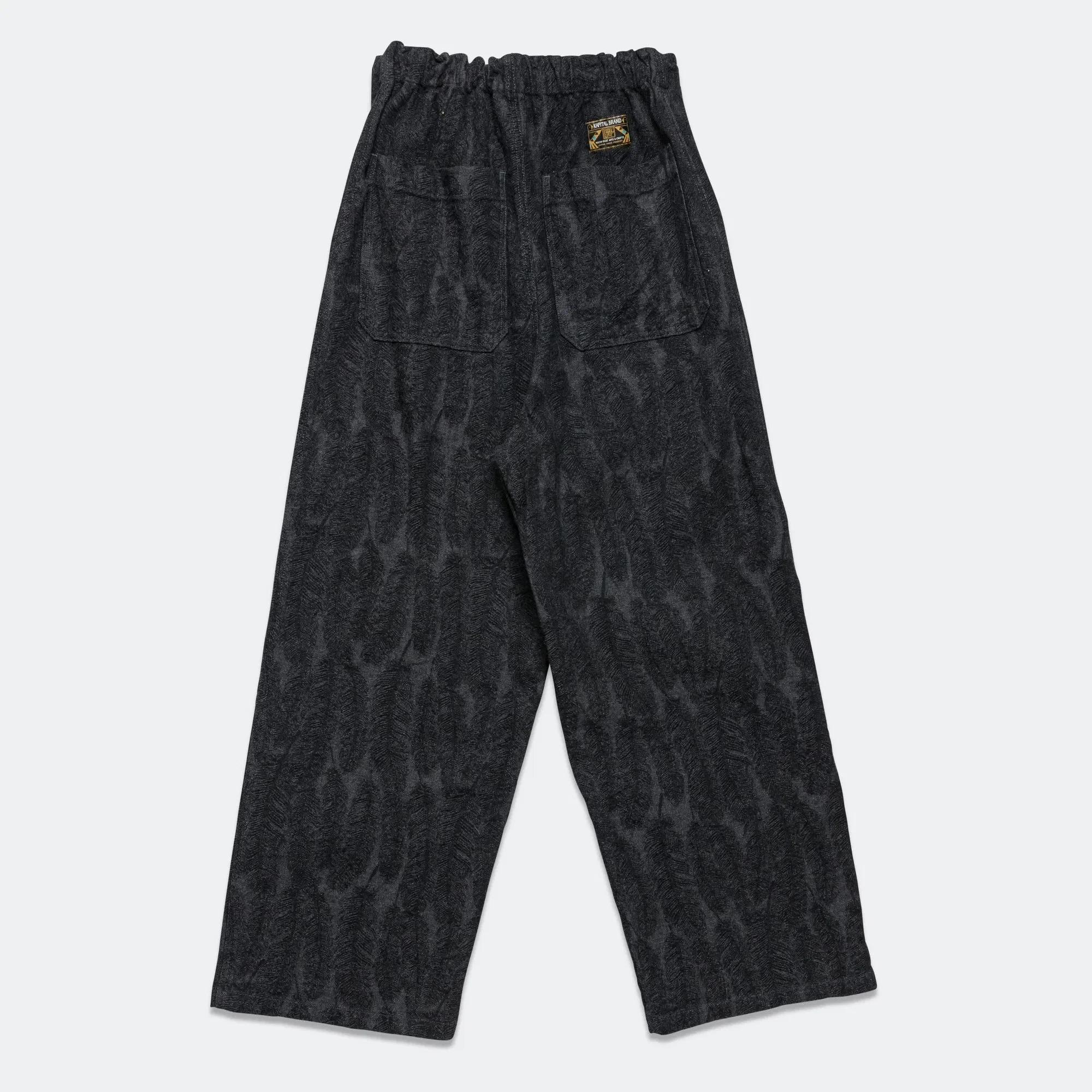 KAPITAL 12oz MAGPIE Denim W-Knee Easy Baggy Pants - Black/Black