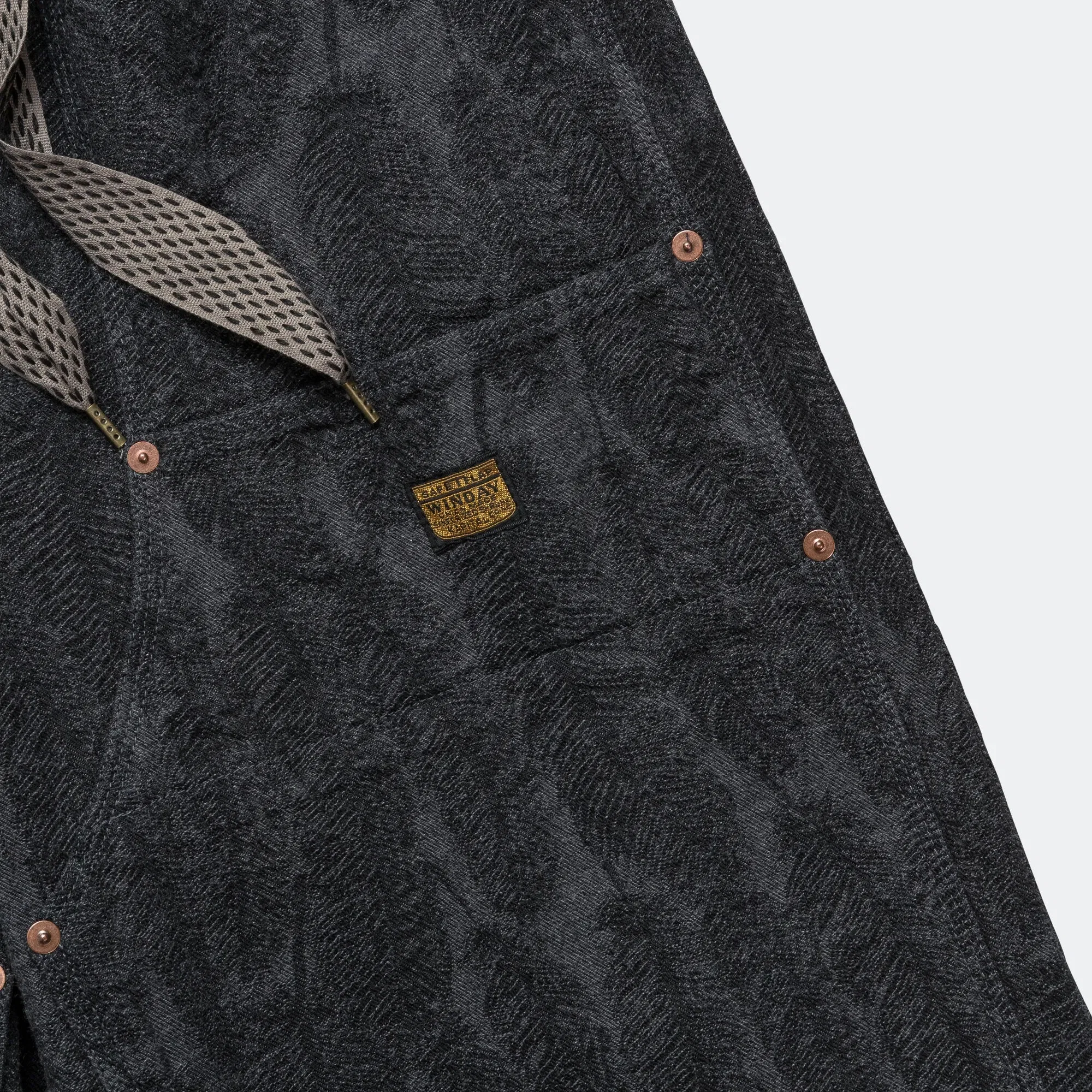 KAPITAL 12oz MAGPIE Denim W-Knee Easy Baggy Pants - Black/Black