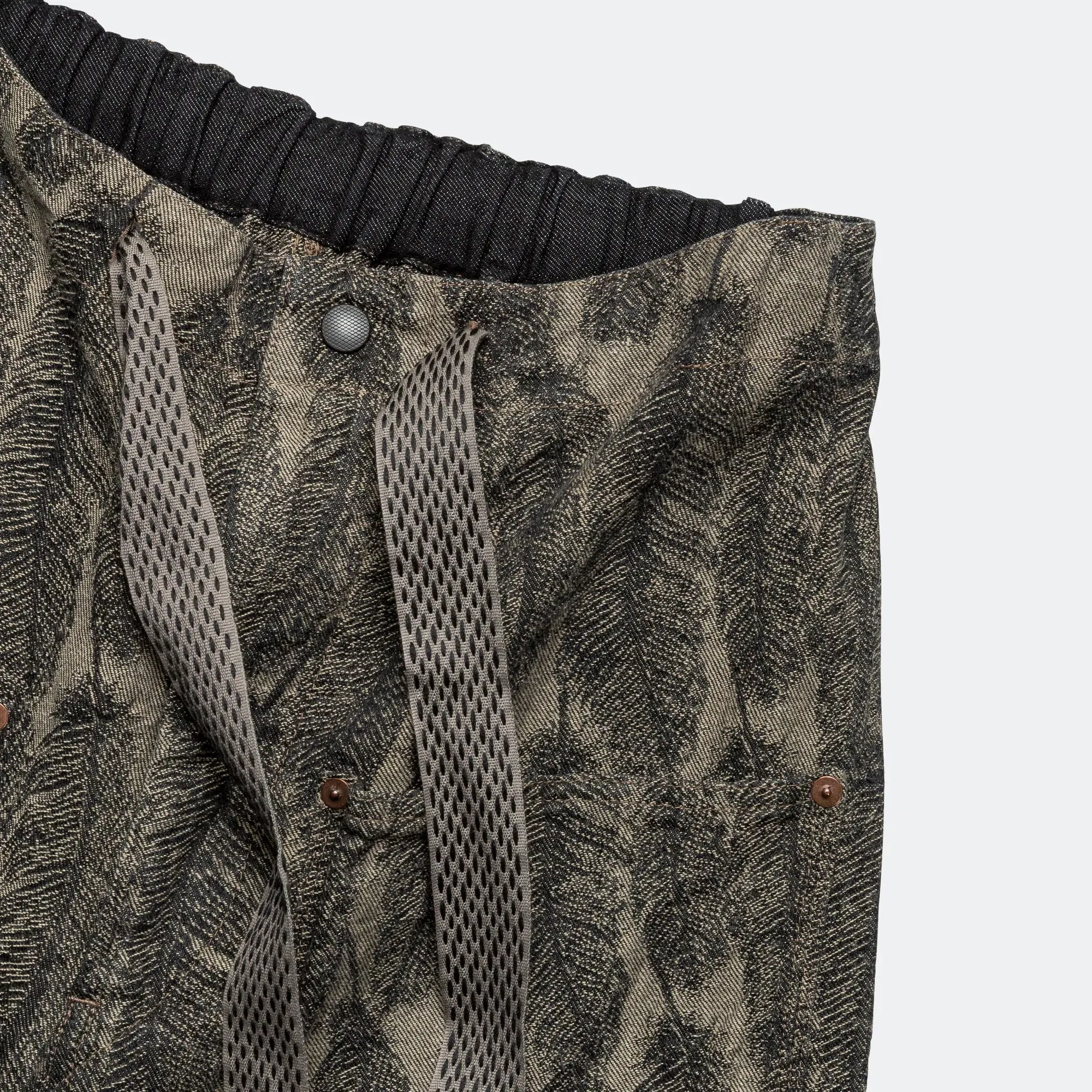 KAPITAL 12oz MAGPIE Denim W-Knee Easy Baggy Pants - Black/Beige
