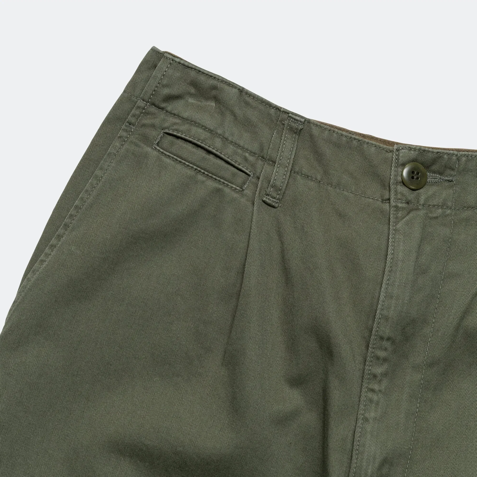 KAPITAL Chino High Waisted NIME Pants CACTUS Embroidery - Khaki