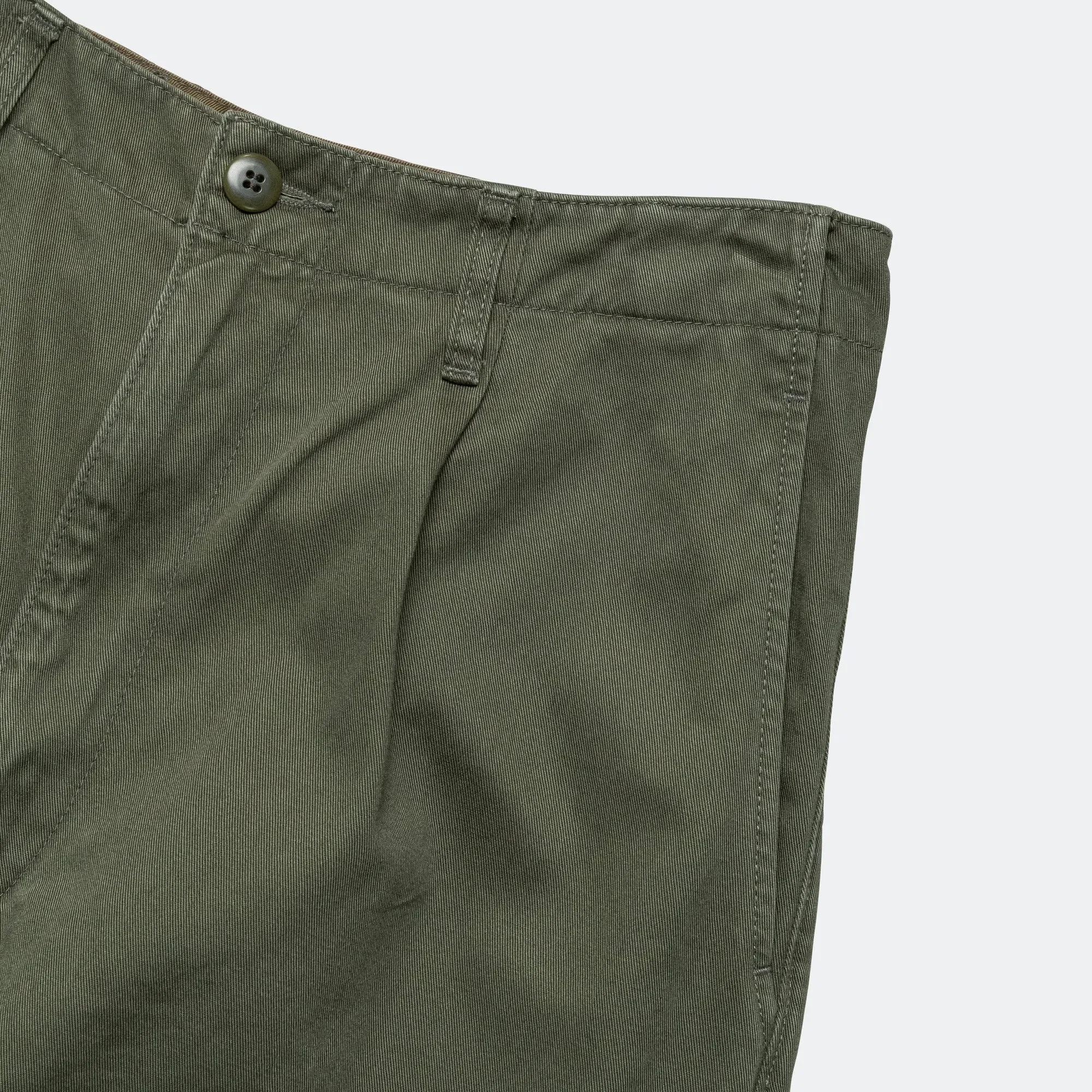 KAPITAL Chino High Waisted NIME Pants CACTUS Embroidery - Khaki