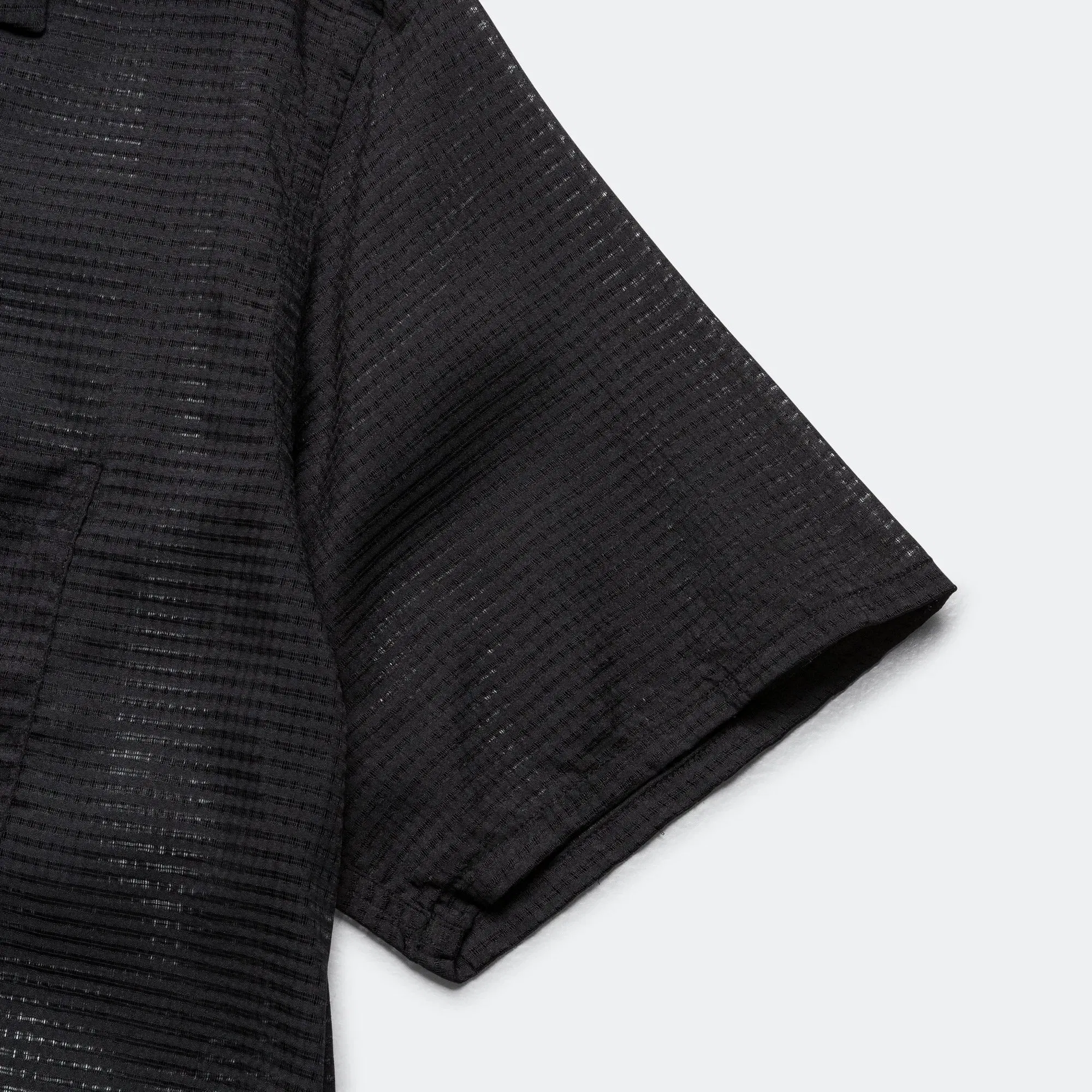 BEAMS PLUS Open Collar Mesh SS Shirt - Black