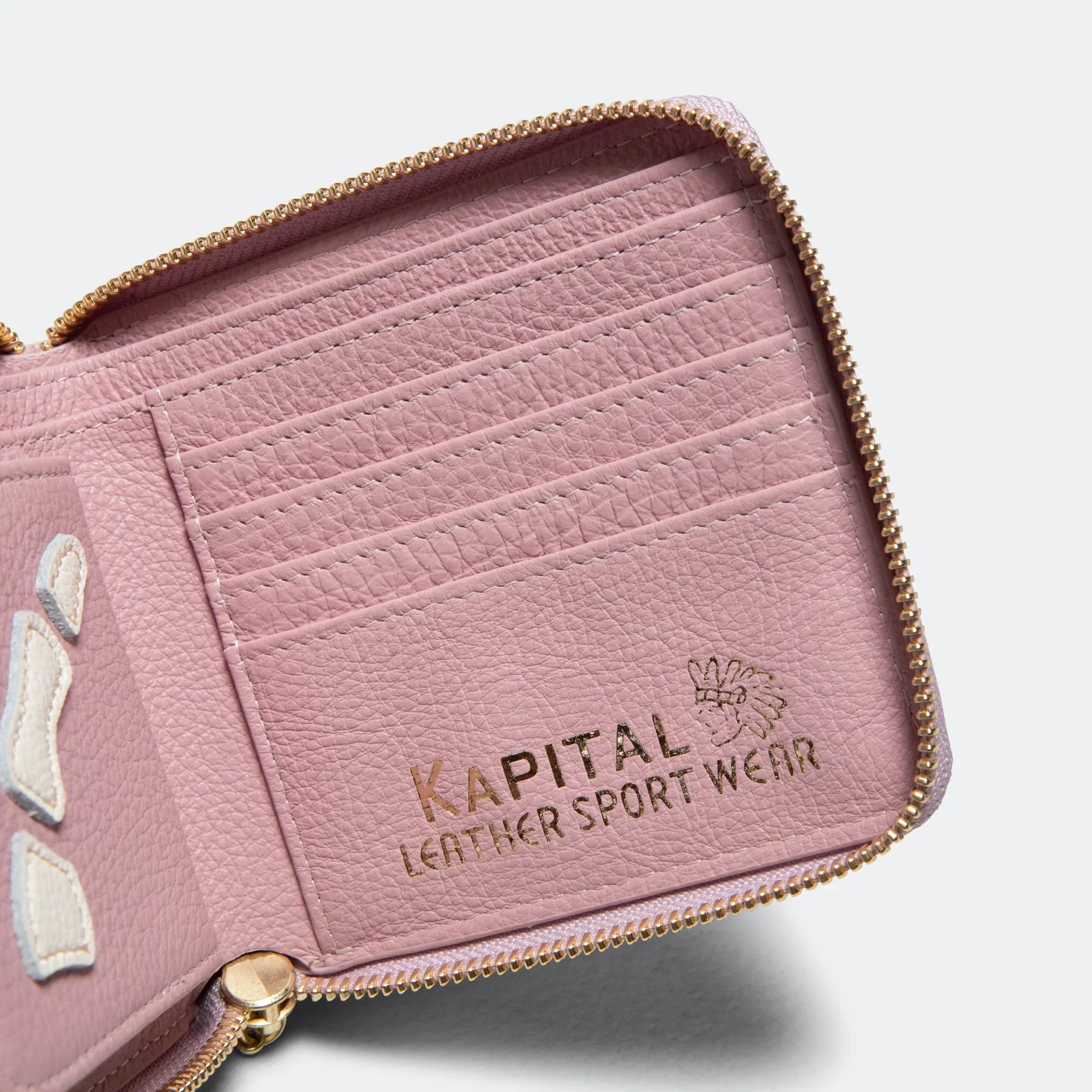 KAPITAL THUMB-UP BONE BAND ZIP Wallet - Pink