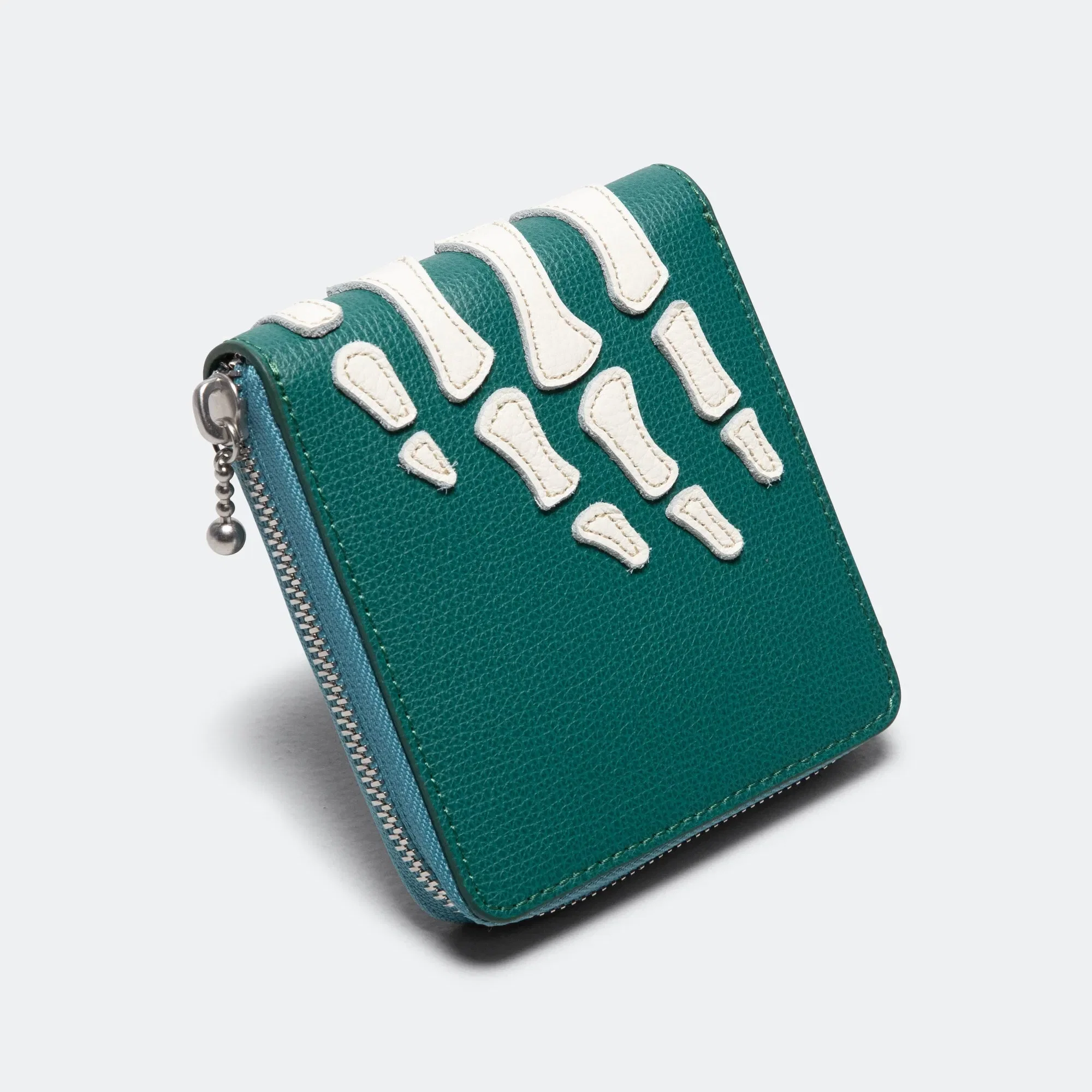 KAPITAL THUMB-UP BONE BAND ZIP Wallet - Peacock Green