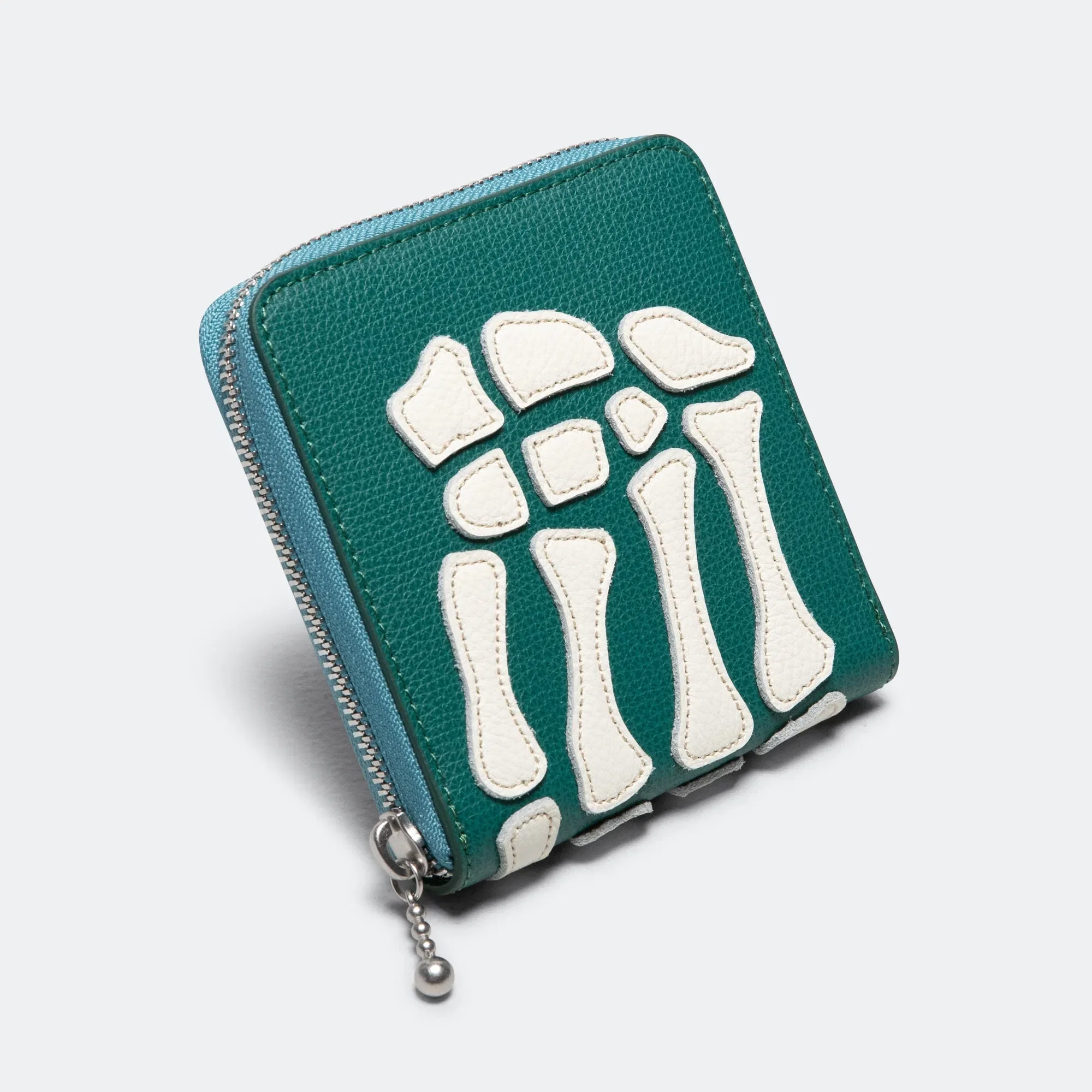 KAPITAL THUMB-UP BONE BAND ZIP Wallet - Peacock Green