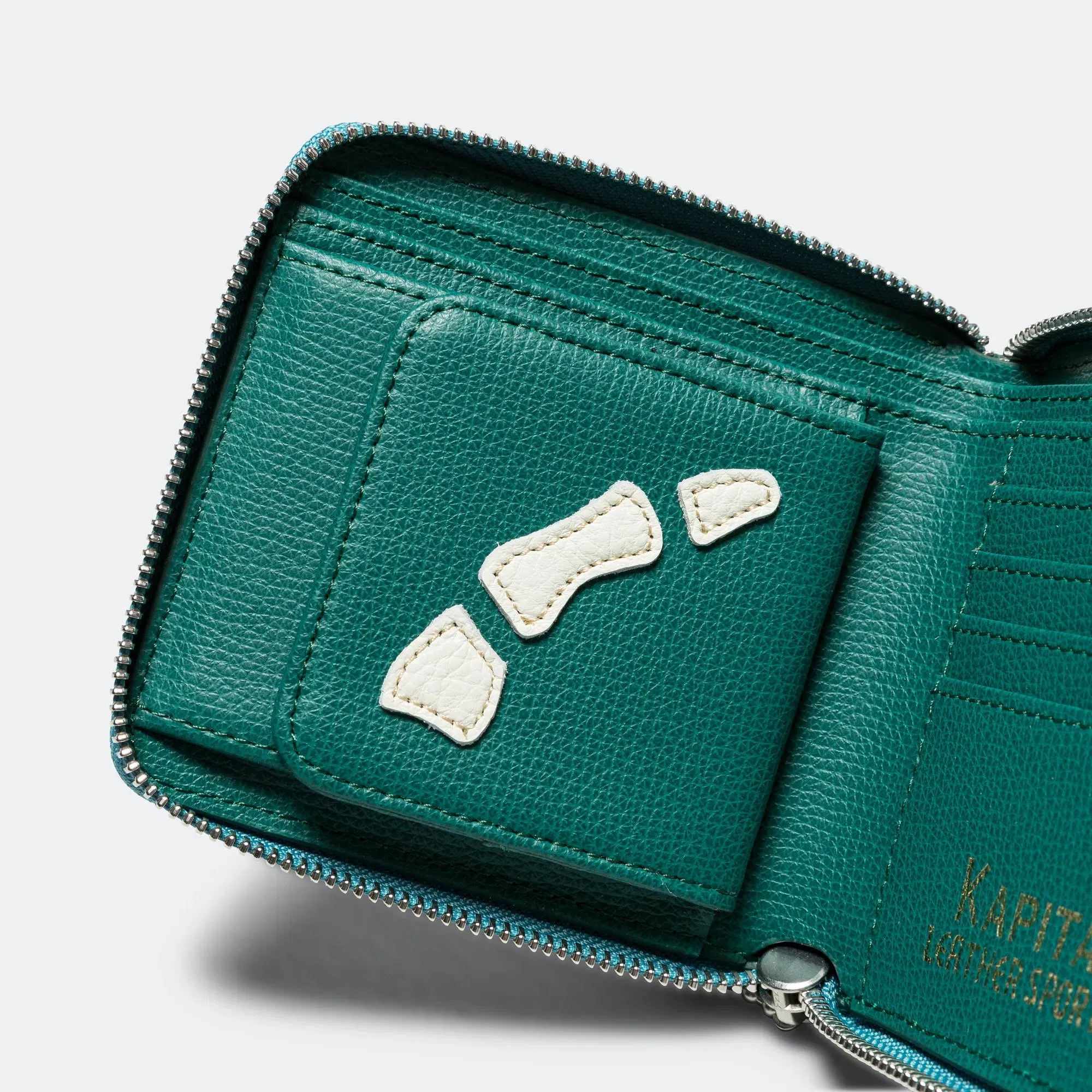 KAPITAL THUMB-UP BONE BAND ZIP Wallet - Peacock Green